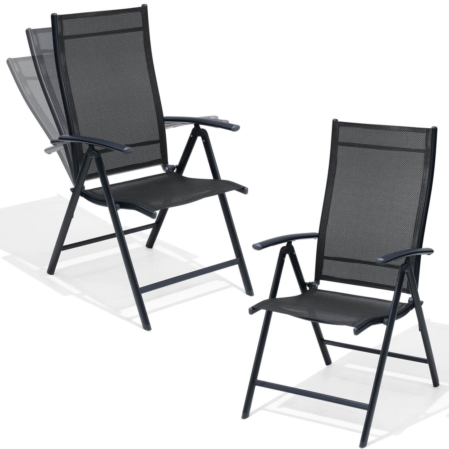 Metal Folding & Adjustable Outdoor Dining Chair Set of 2