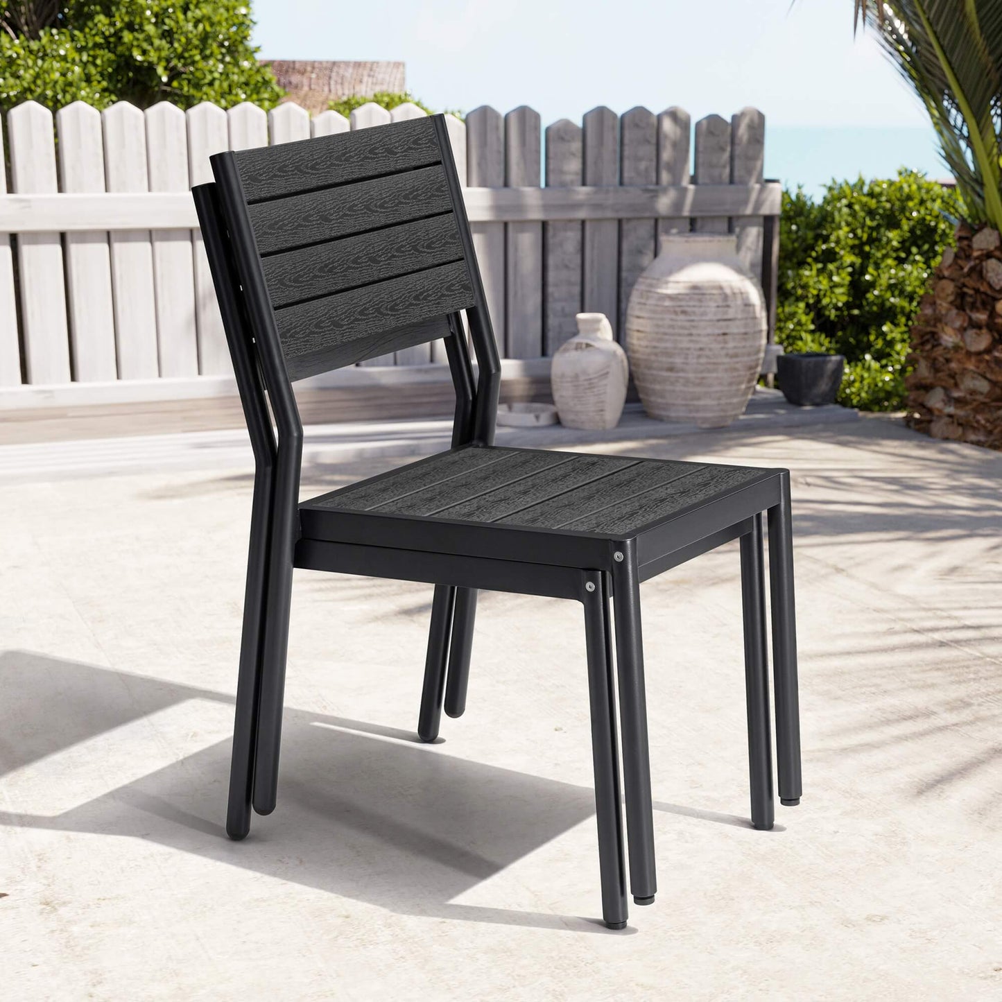 Aluminum Stackable Outdoor Dining Chair Set of 2
