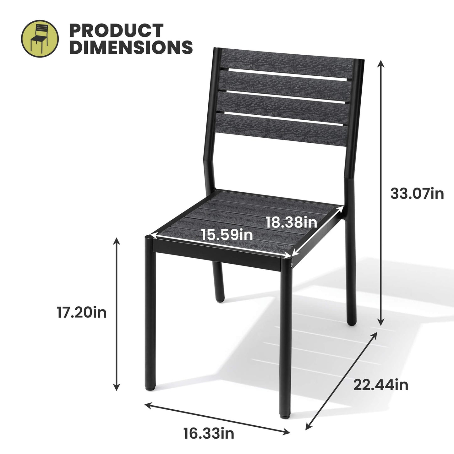Aluminum Stackable Outdoor Dining Chair Set of 2