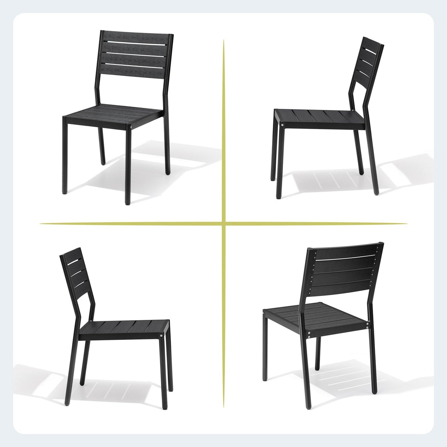 7/9-Piece Aluminum Dining Set with Umbrella Hole & Stackable Chairs