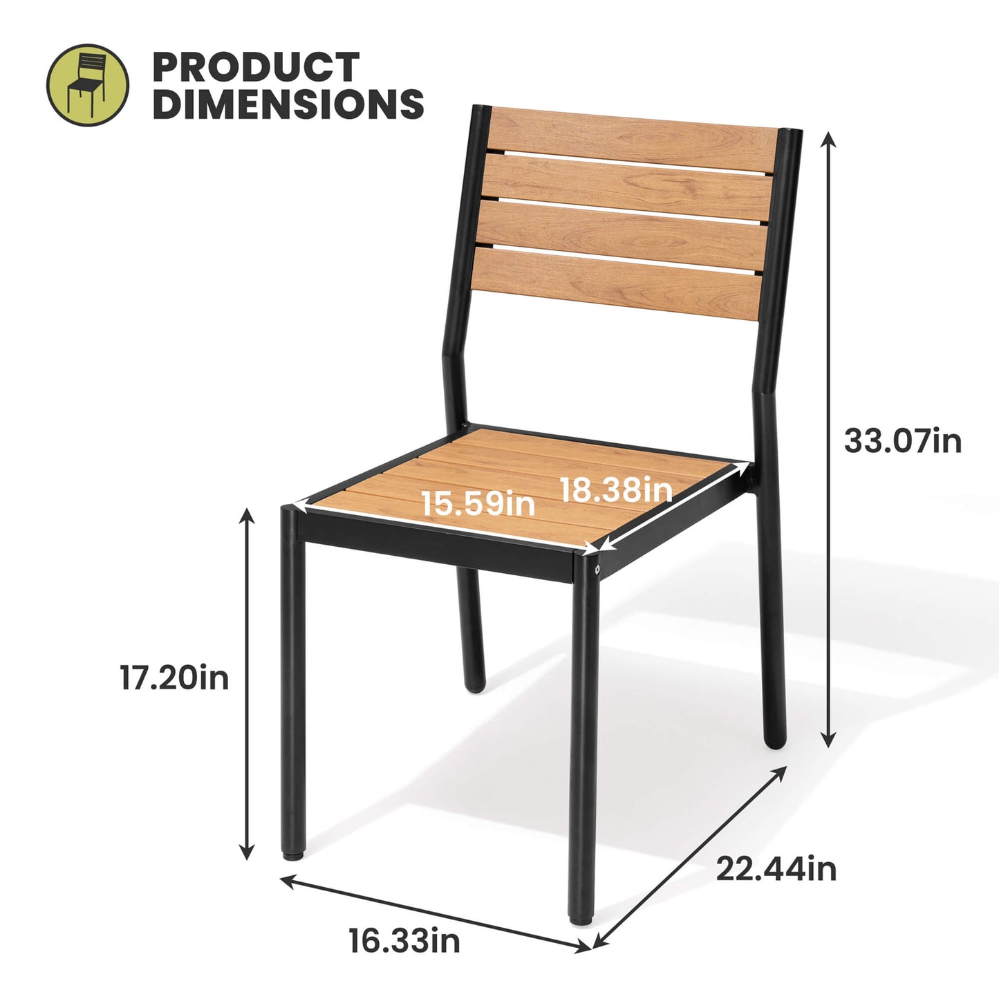 Aluminum Stackable Outdoor Dining Chair Set of 2