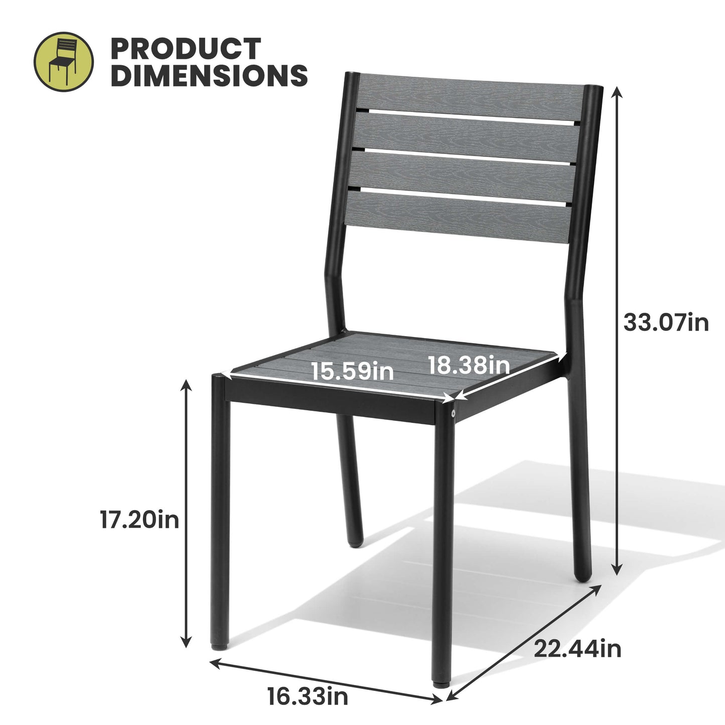 Aluminum Stackable Outdoor Dining Chair Set of 2