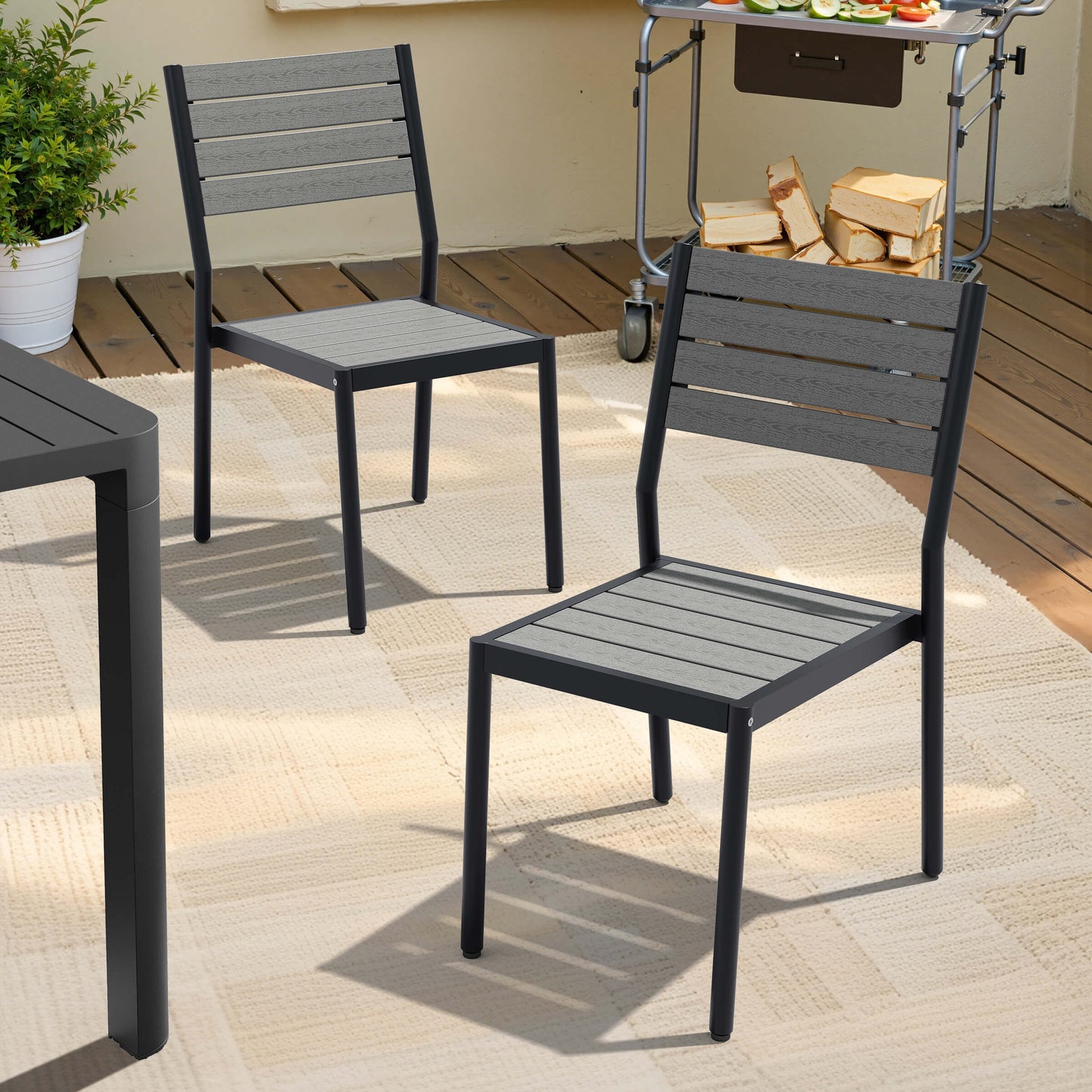 Aluminum Stackable Outdoor Dining Chair Set of 2