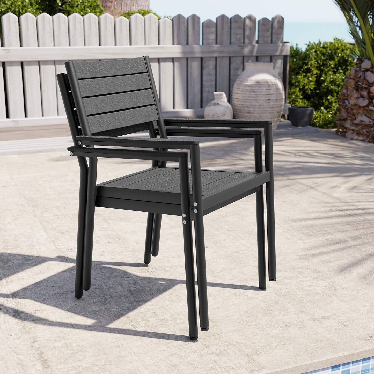 Aluminum Stackable Outdoor Dining Chair Set of 2