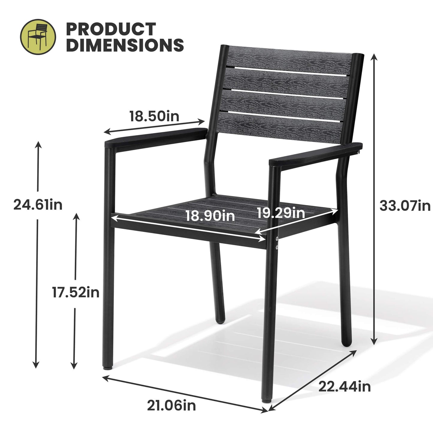 Aluminum Stackable Outdoor Dining Chair Set of 2