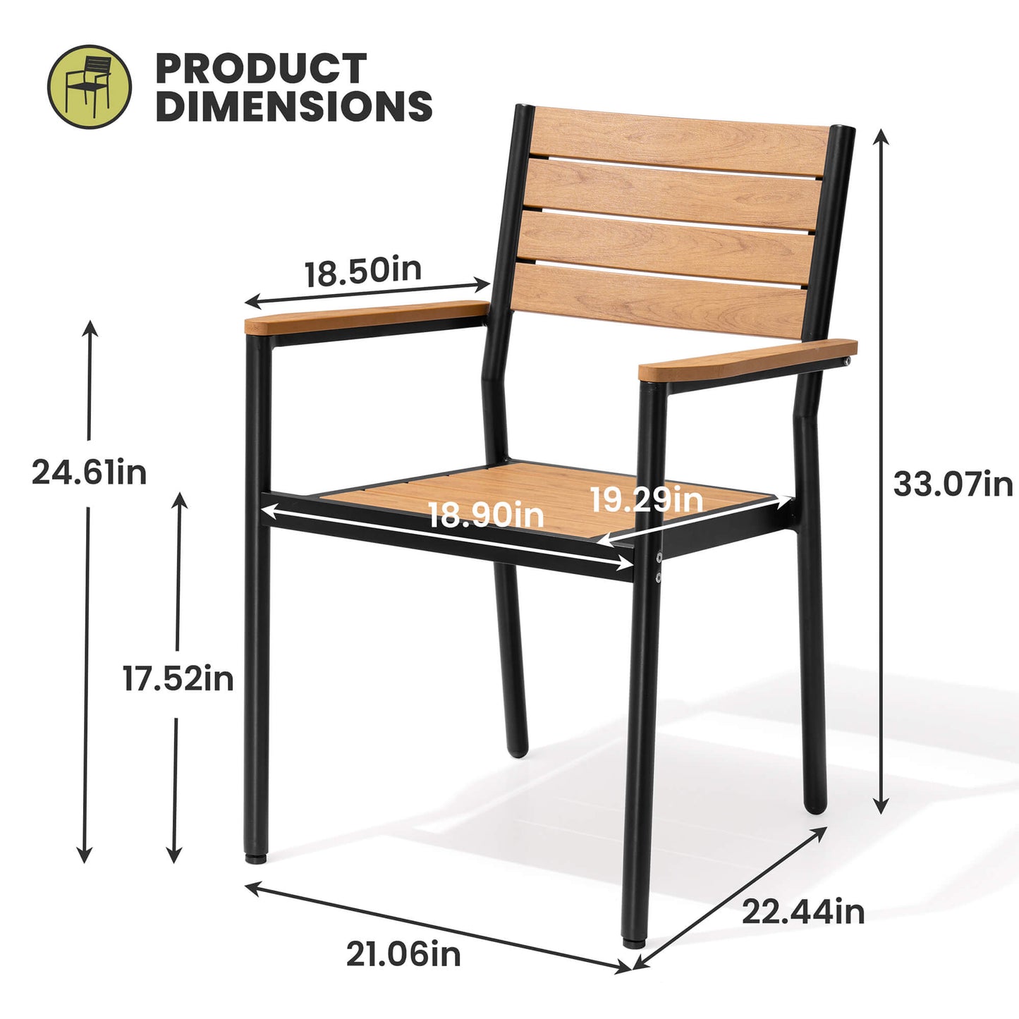 Aluminum Stackable Outdoor Dining Chair Set of 2