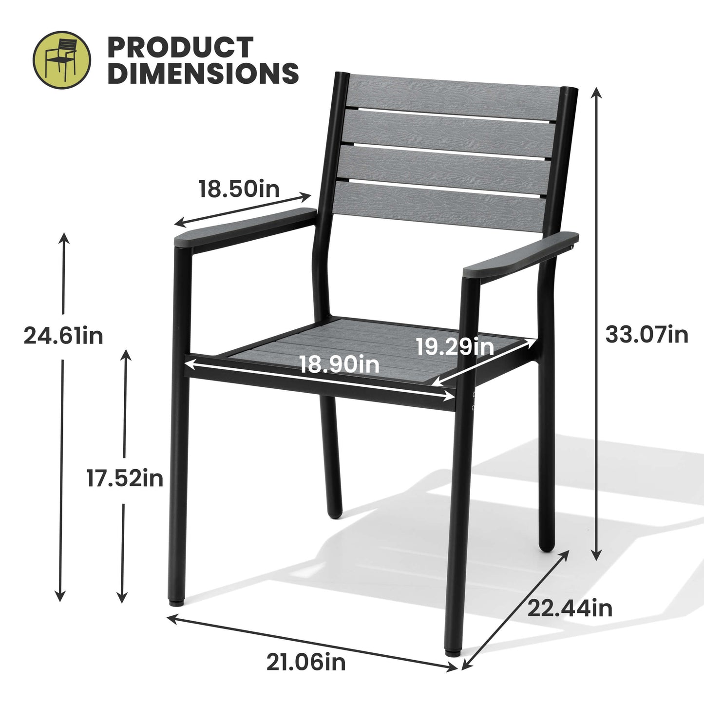 Aluminum Stackable Outdoor Dining Chair Set of 2