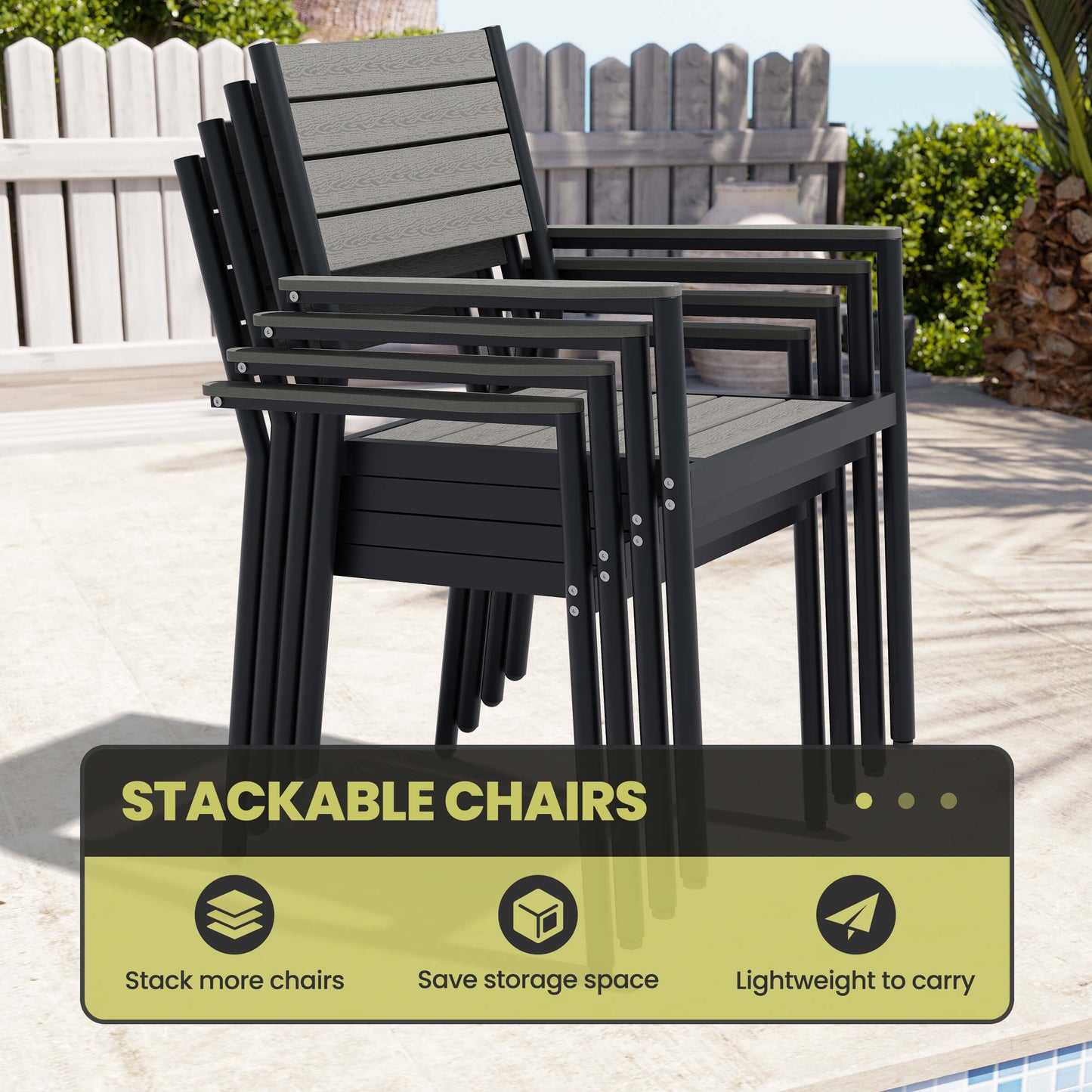 Aluminum Dining Set with Umbrella Hole & Polywood Chairs