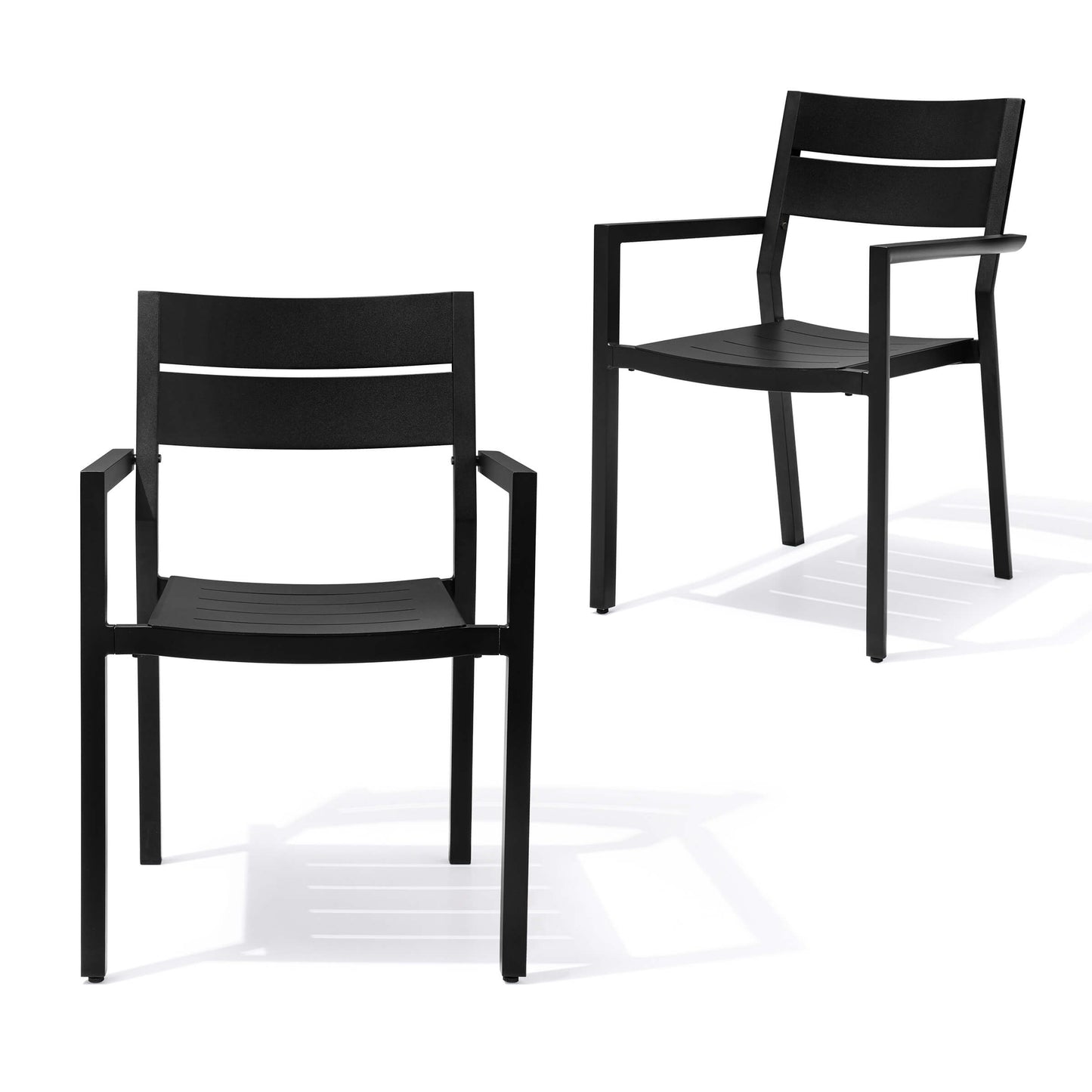 Aluminum Stackable Dining Chair Set of 2 with Armrests