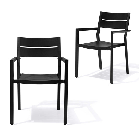 Aluminum Stackable Dining Chair Set of 2 with Armrests