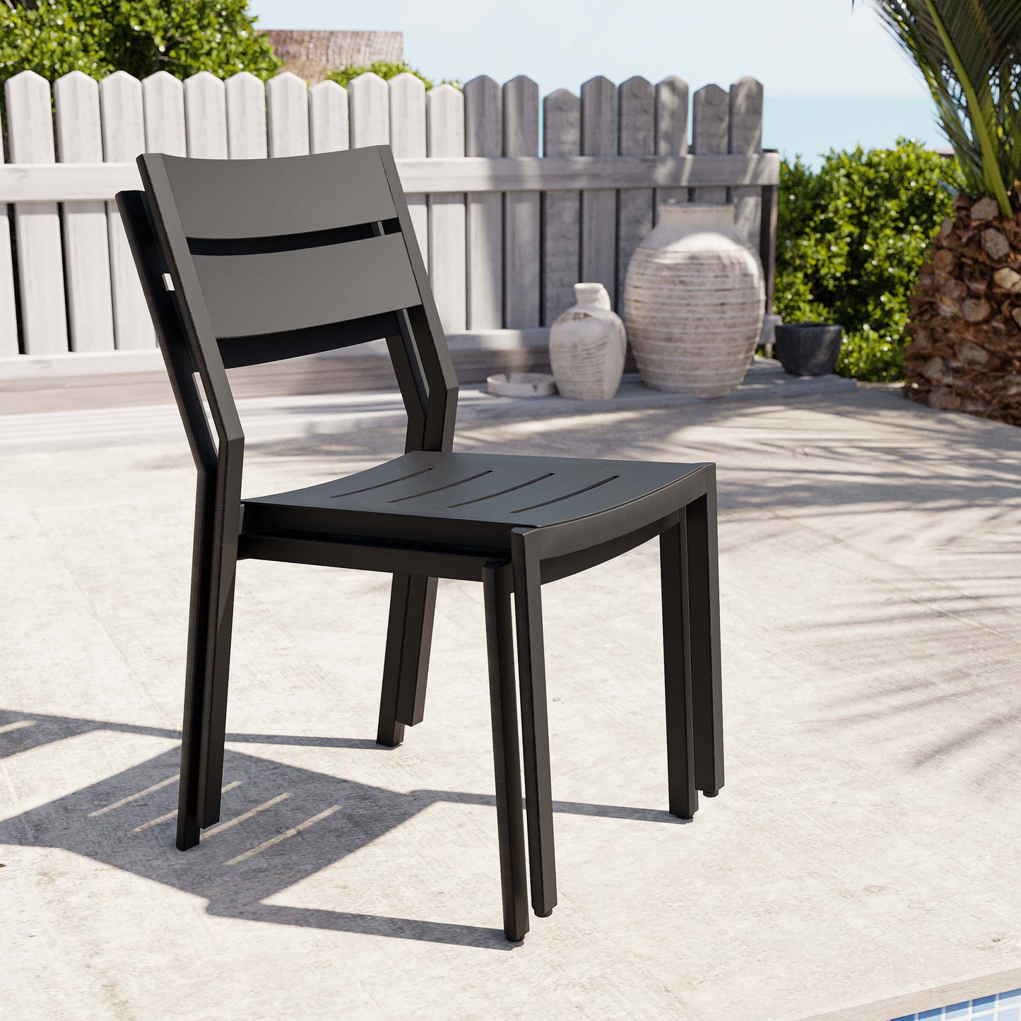 Aluminum Stackable Outdoor Dining Chair Set of 2