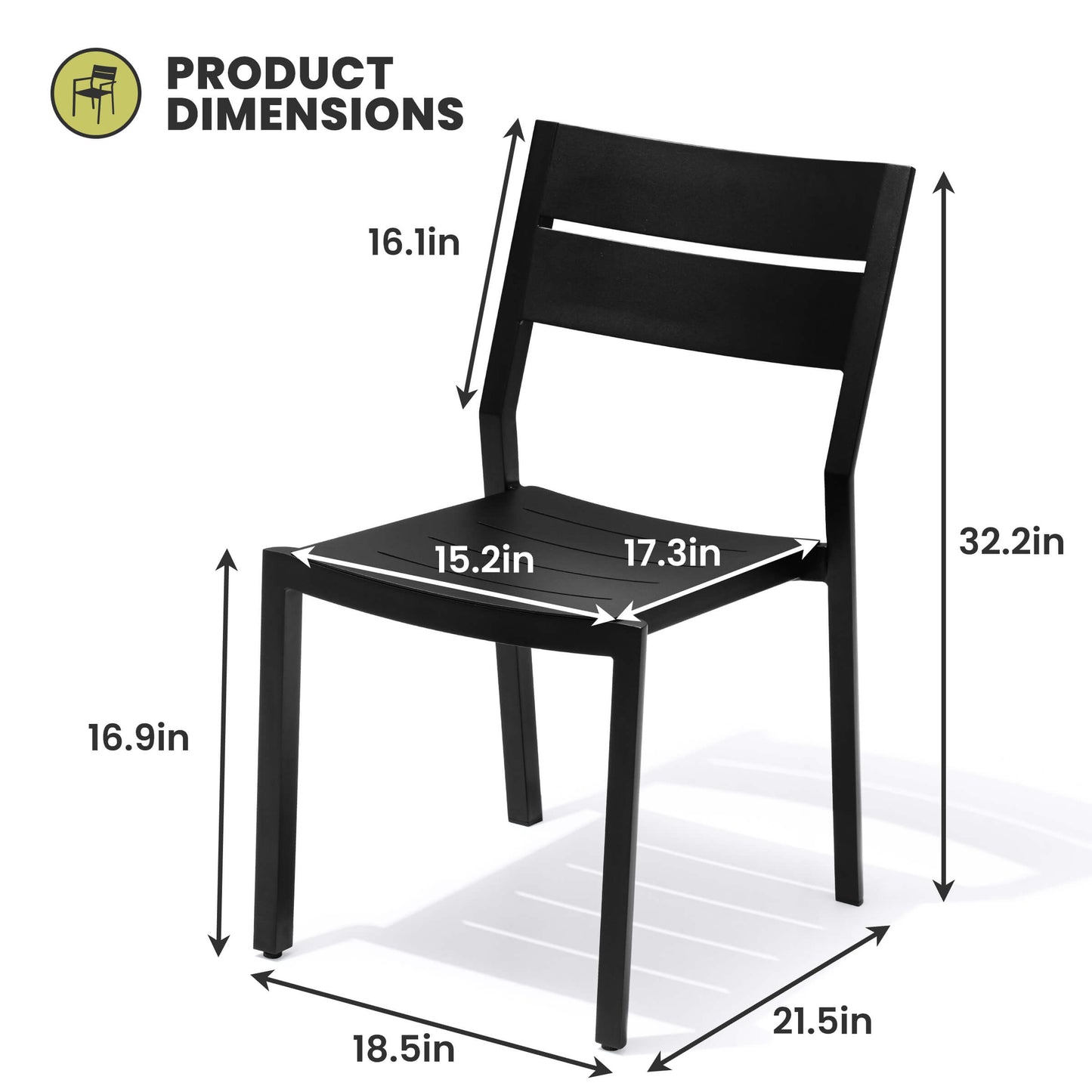 Aluminum Stackable Outdoor Dining Chair Set of 2