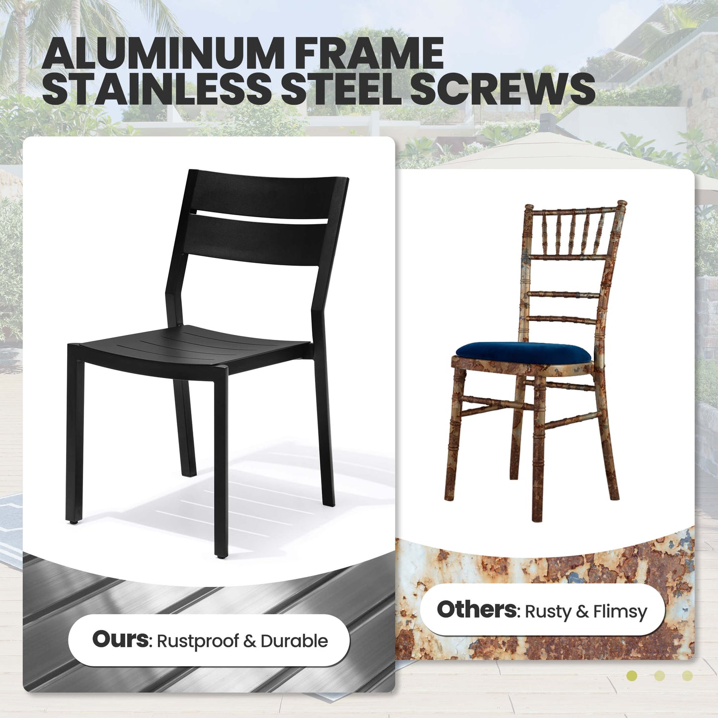 Aluminum Stackable Outdoor Dining Chair Set of 2