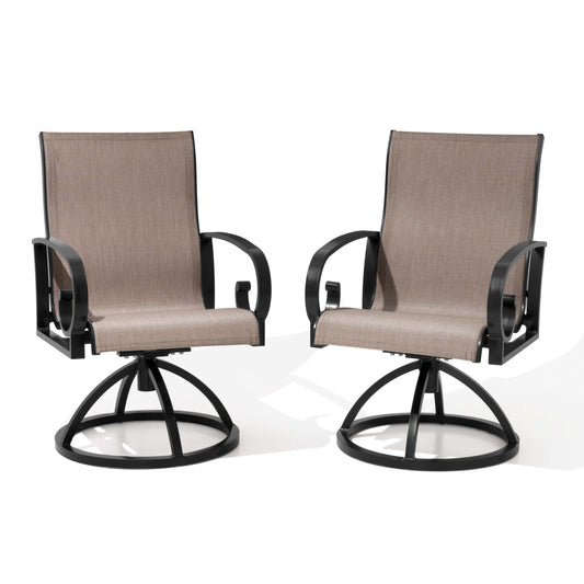 Aluminum Swivel Outdoor Dining Chair Set of 2 with Sunbrella