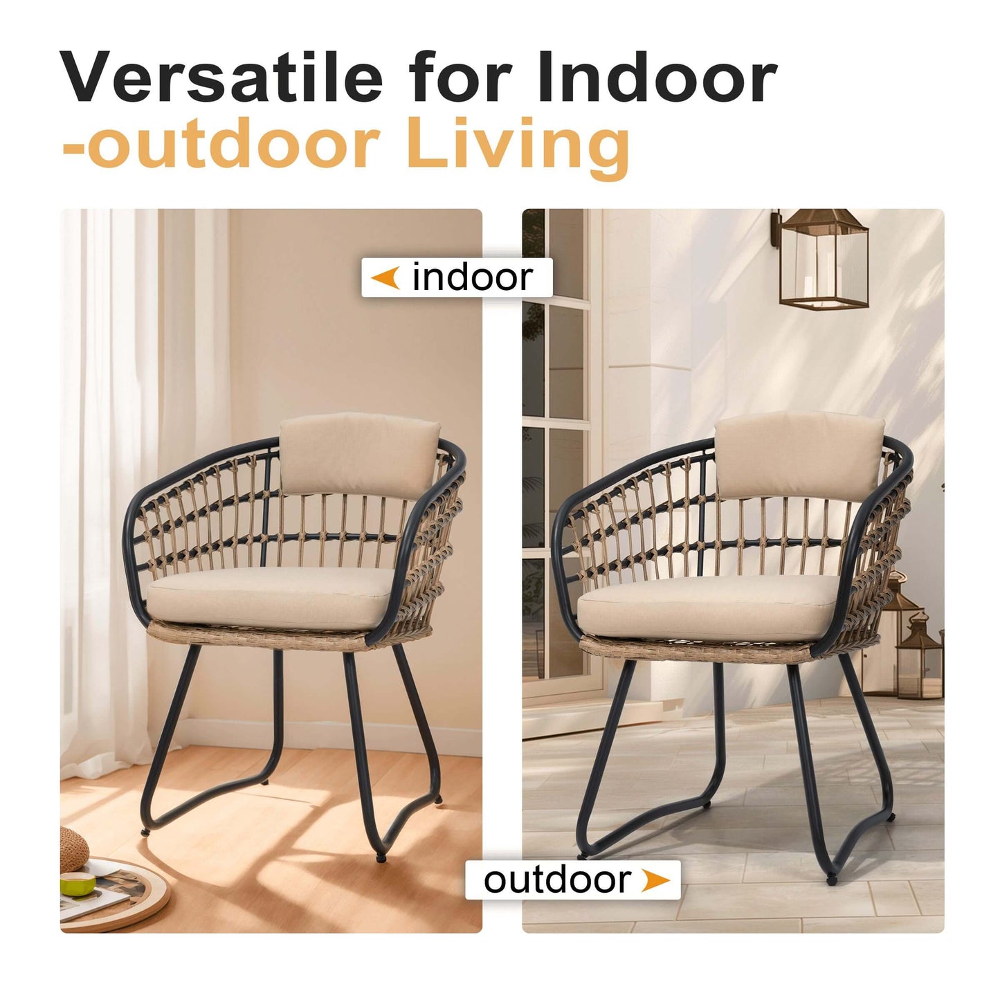 PE Rattan Outdoor Chair Set with Cushions