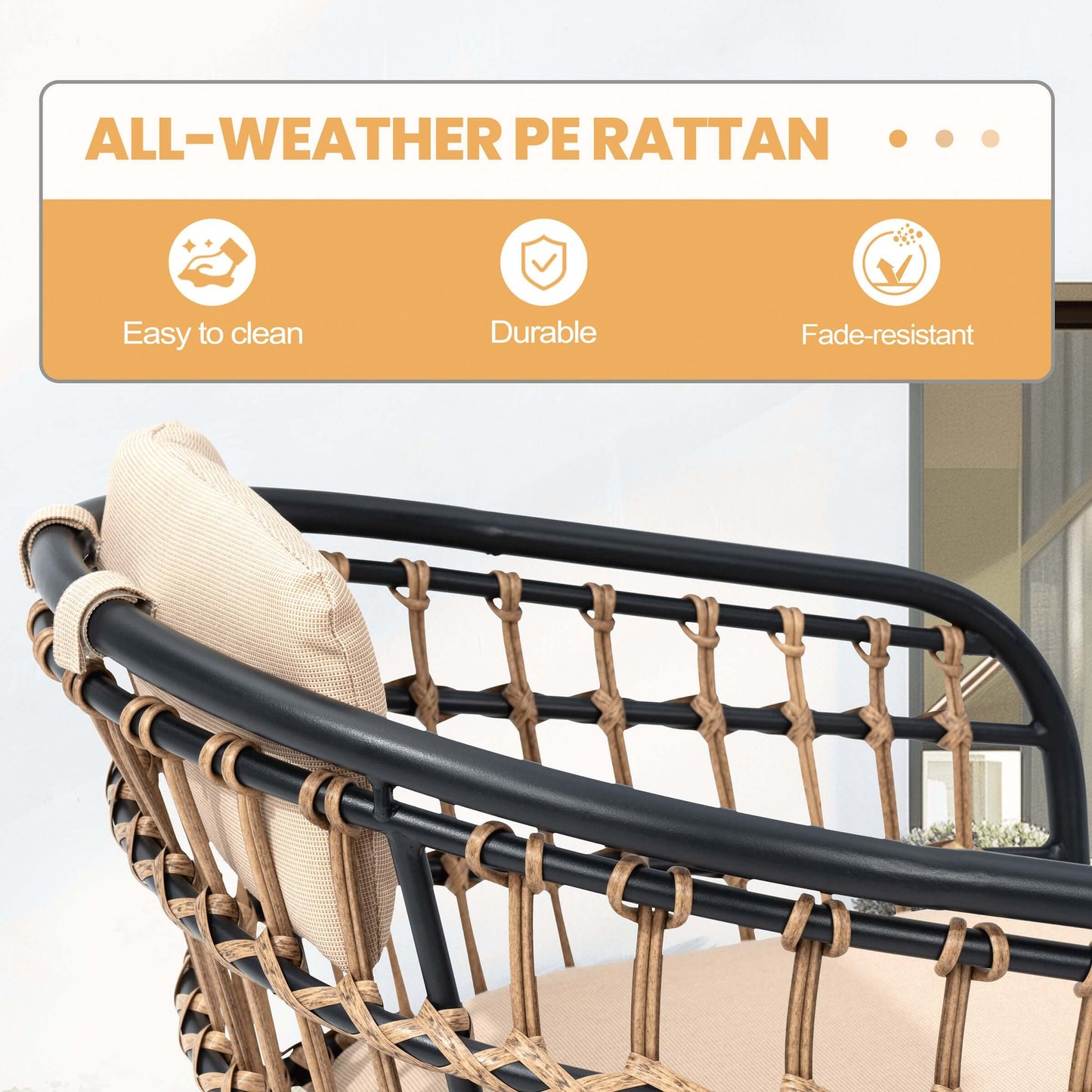 PE Rattan Outdoor Chair Set with Cushions
