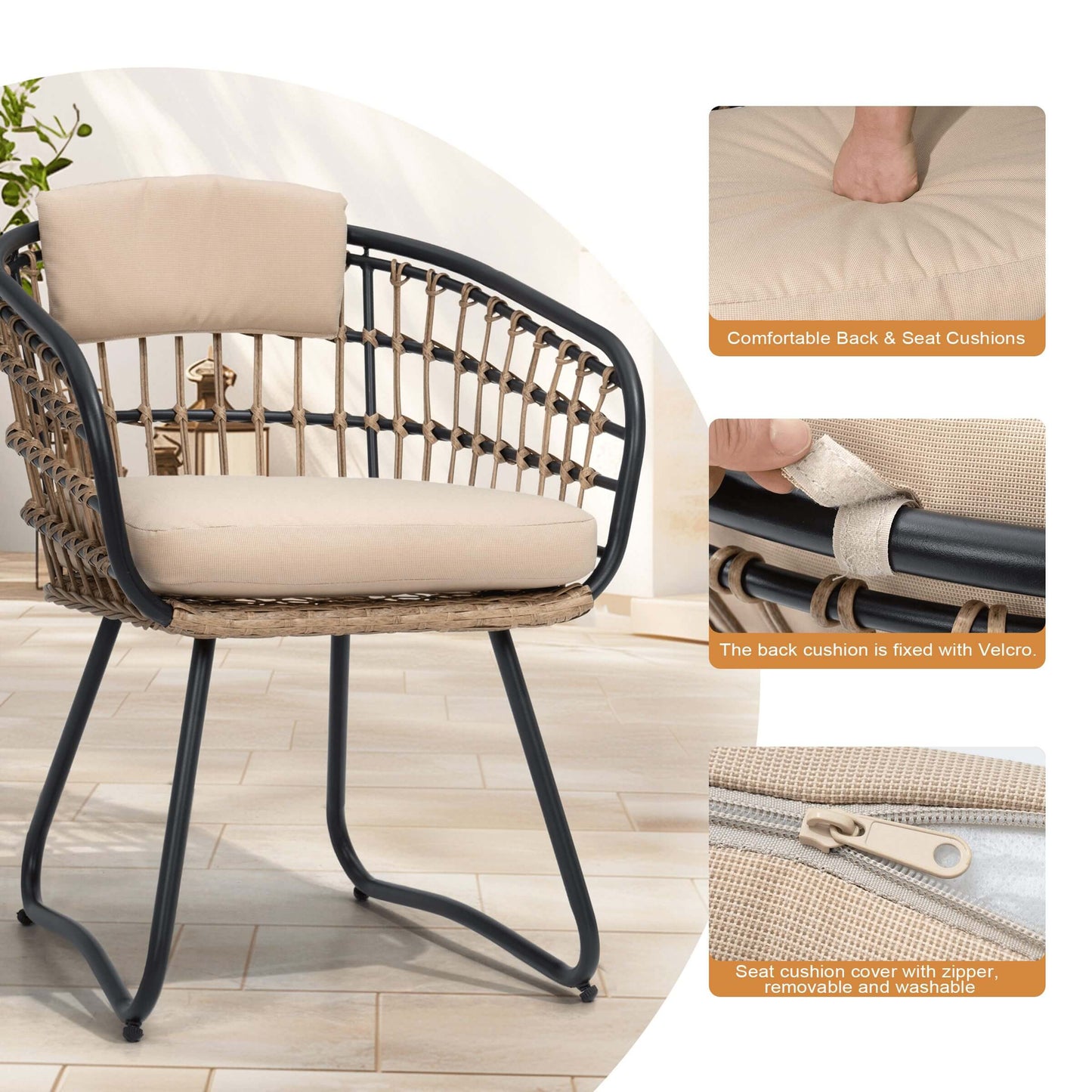 PE Rattan Outdoor Chair Set with Cushions
