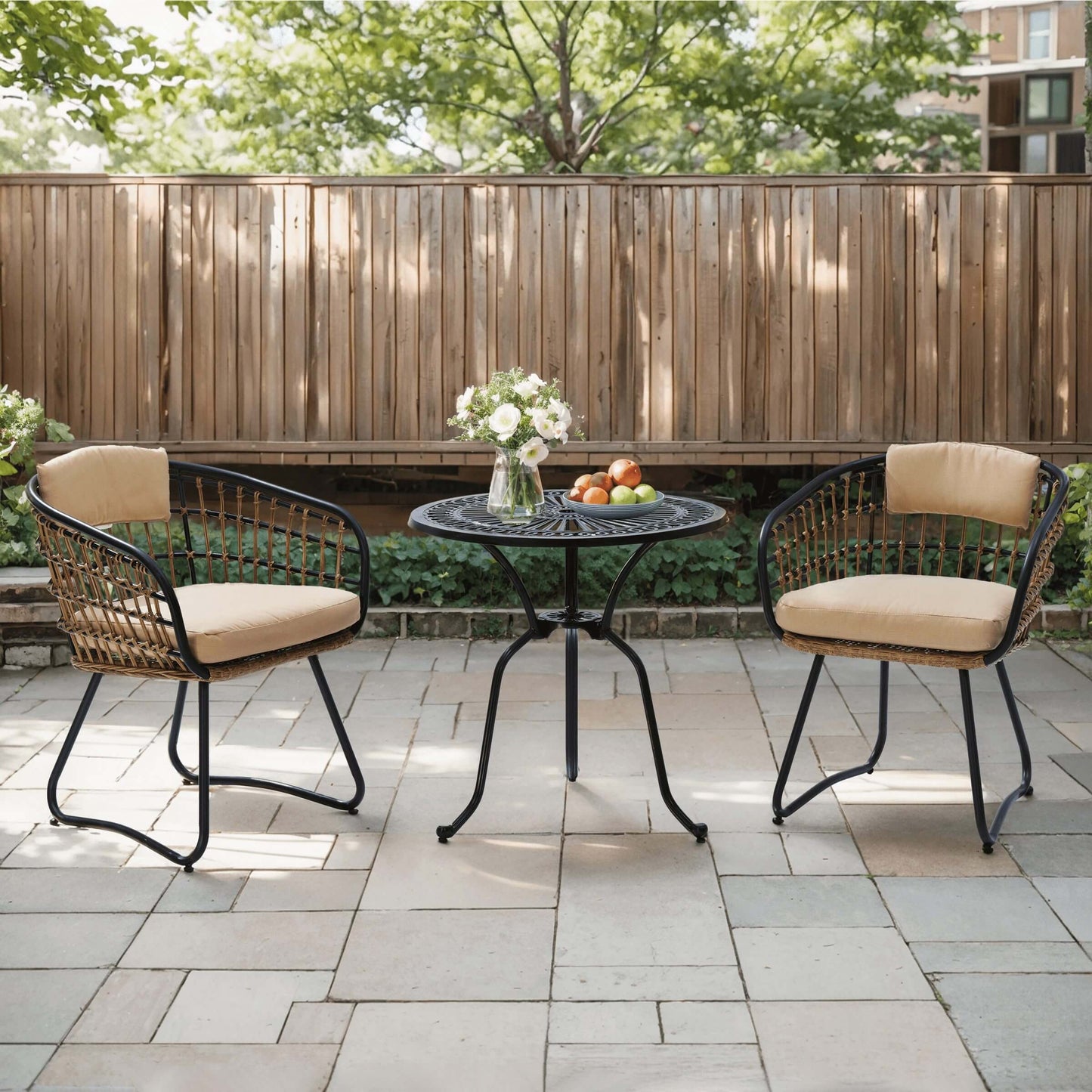 PE Rattan Outdoor Chair Set with Cushions