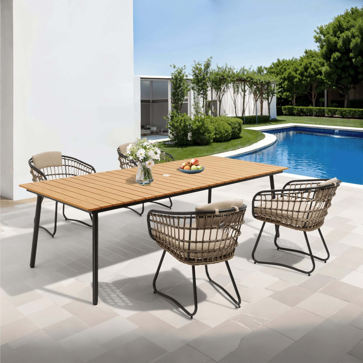 PE Rattan Outdoor Chair Set with Cushions