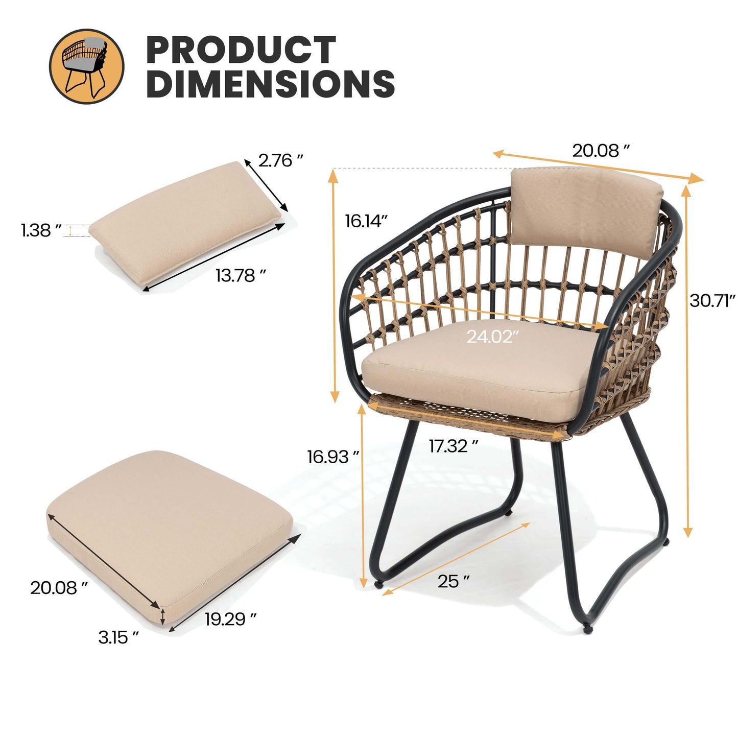 PE Rattan Outdoor Chair Set with Cushions