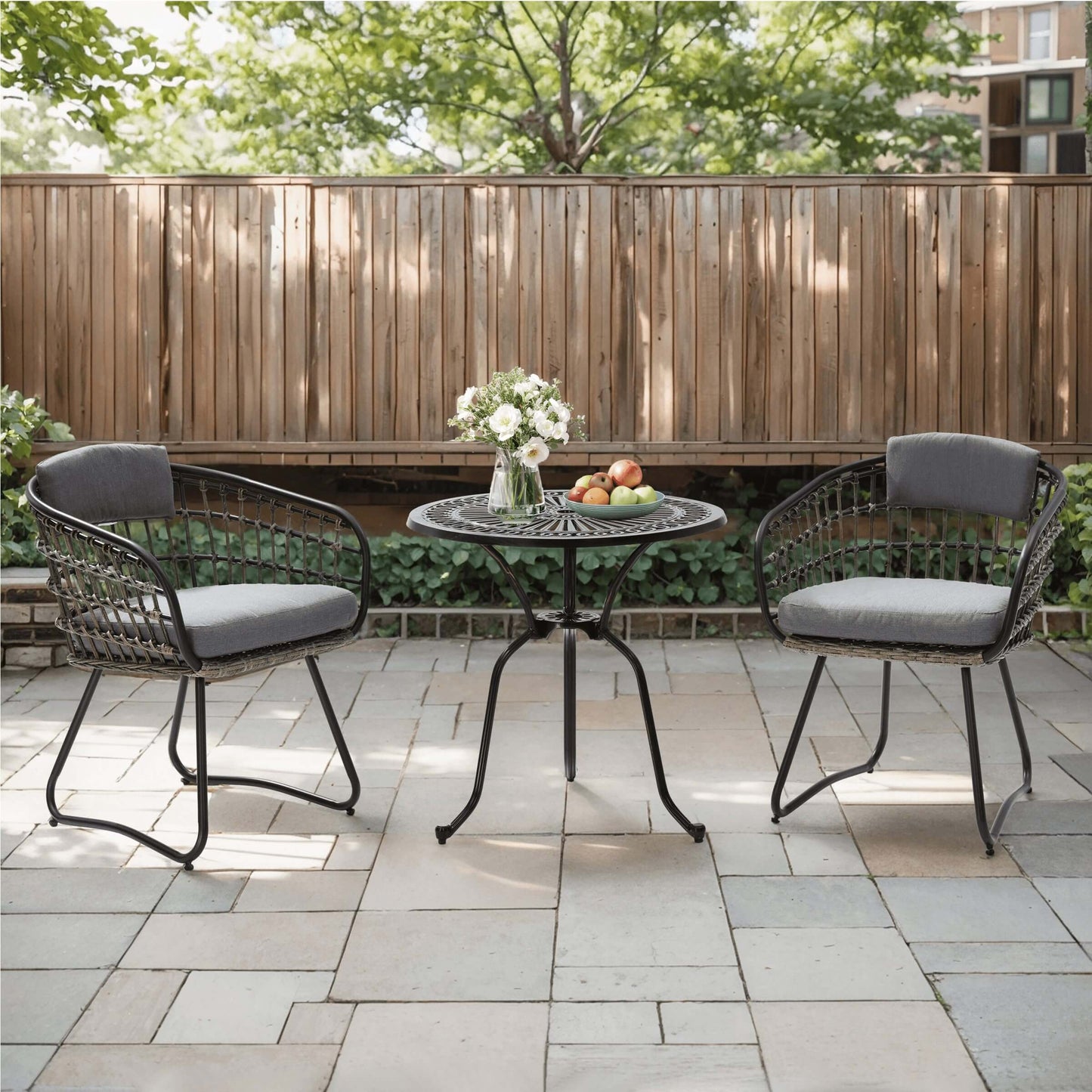 PE Rattan Outdoor Chair Set with Cushions