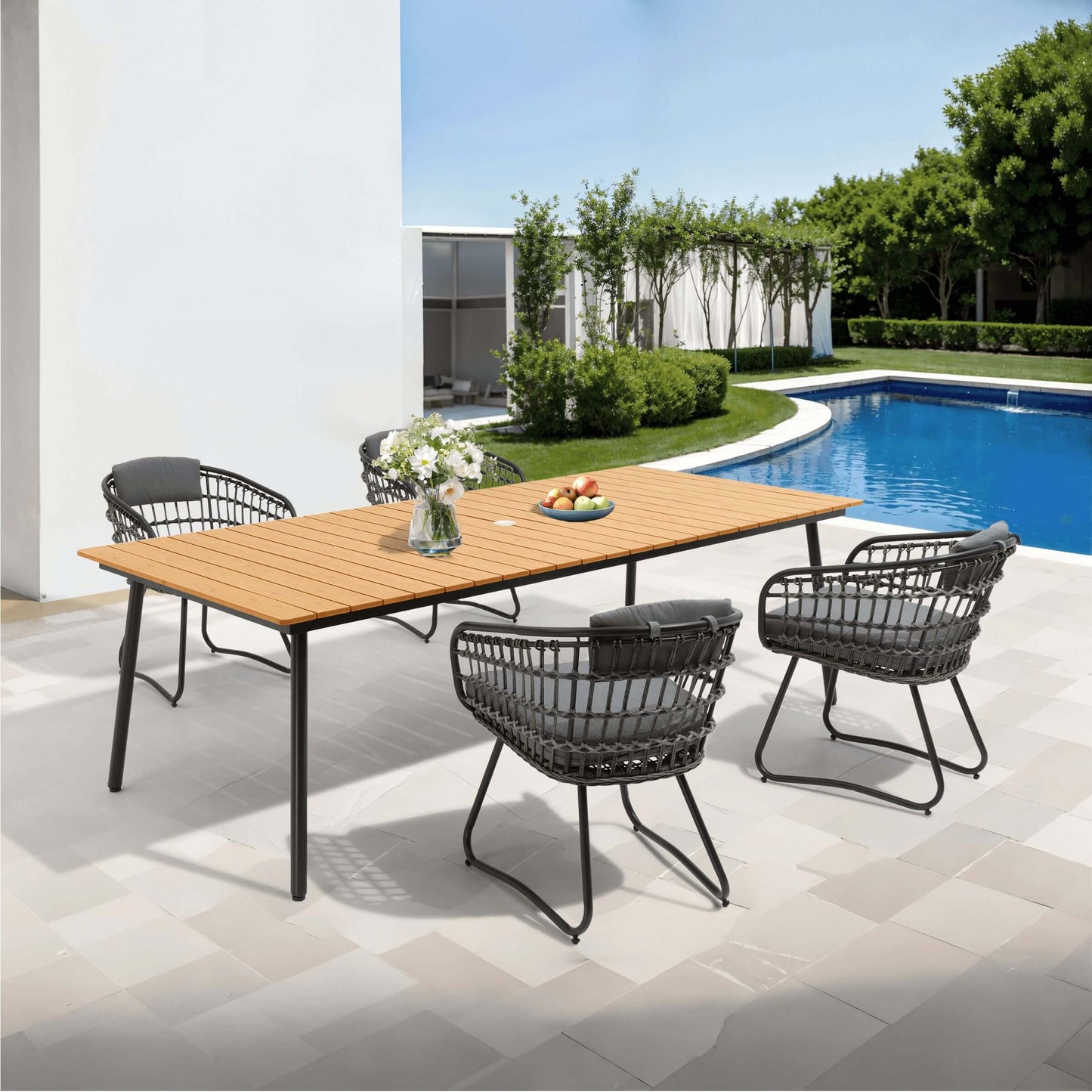 PE Rattan Outdoor Chair Set with Cushions