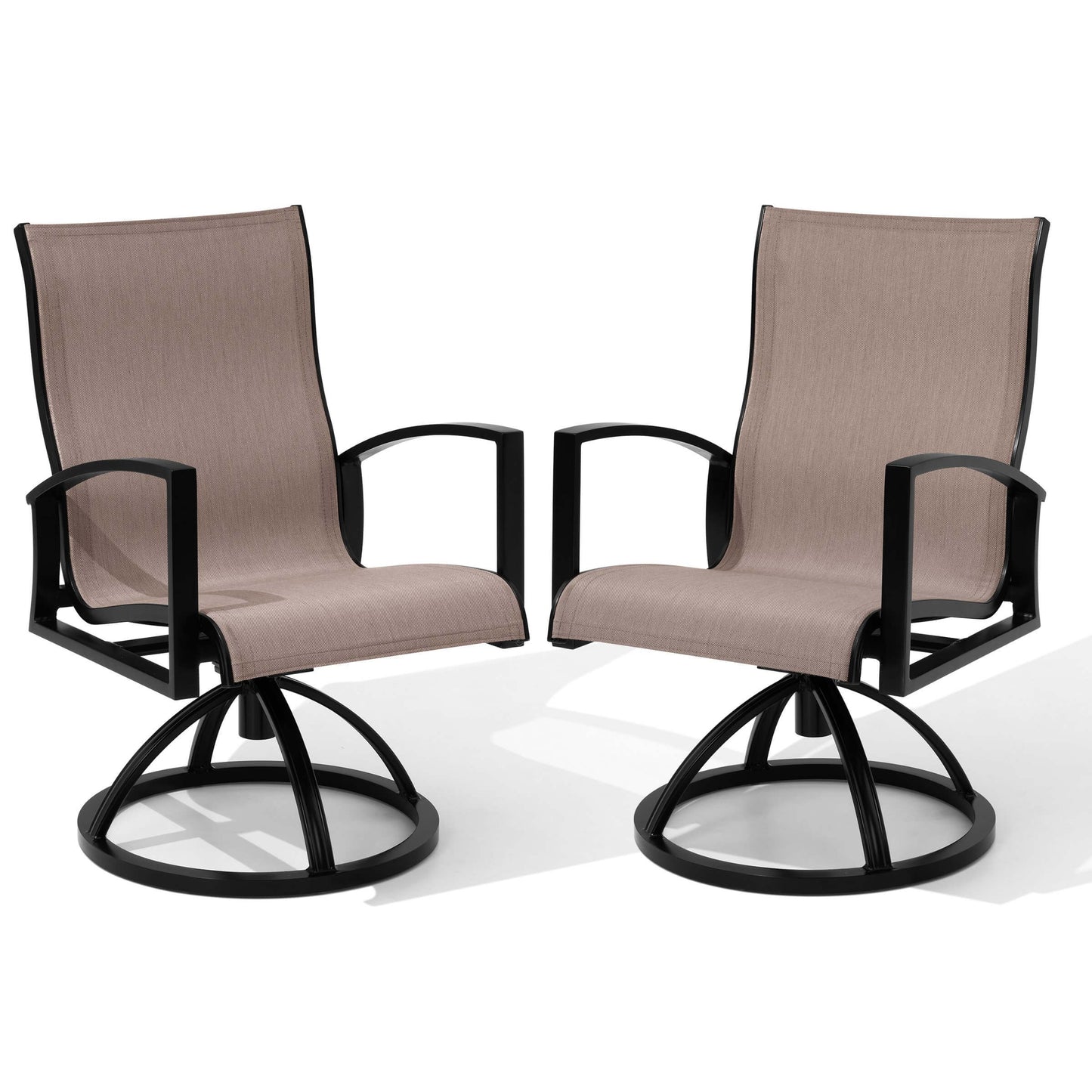 Aluminum Swivel Rocking Dining Chair Set of 2 with Sunbrella