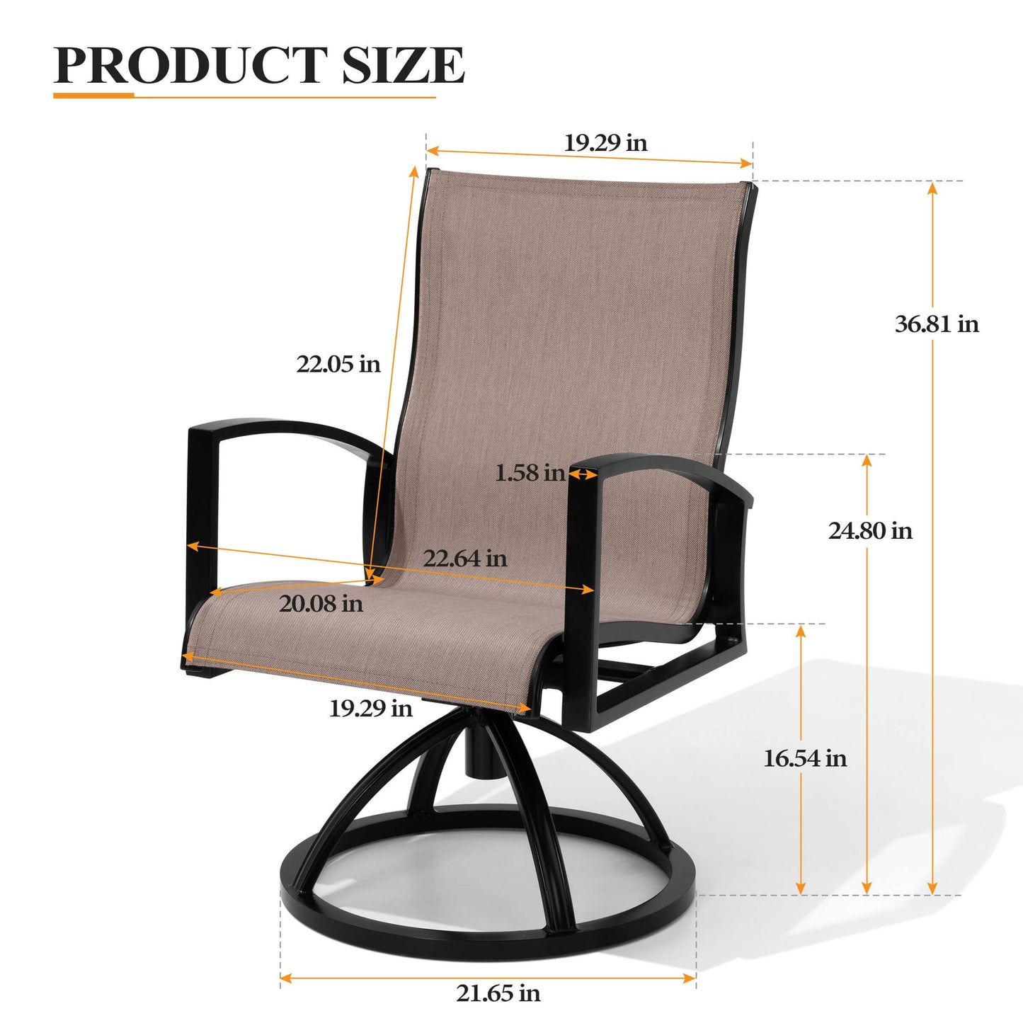 Aluminum Swivel Rocking Dining Chair Set of 2 with Sunbrella