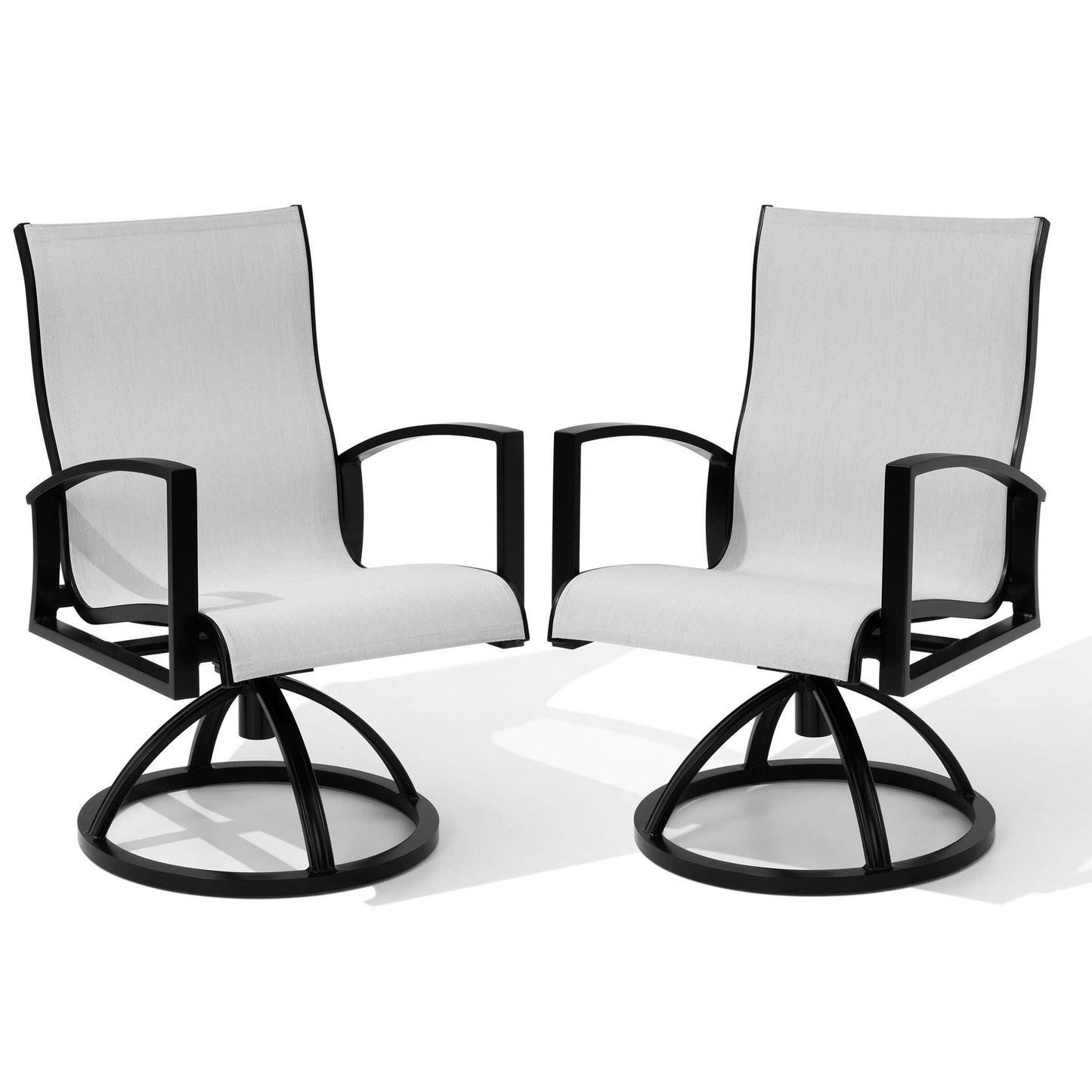 Aluminum Swivel Rocking Dining Chair Set of 2 with Sunbrella