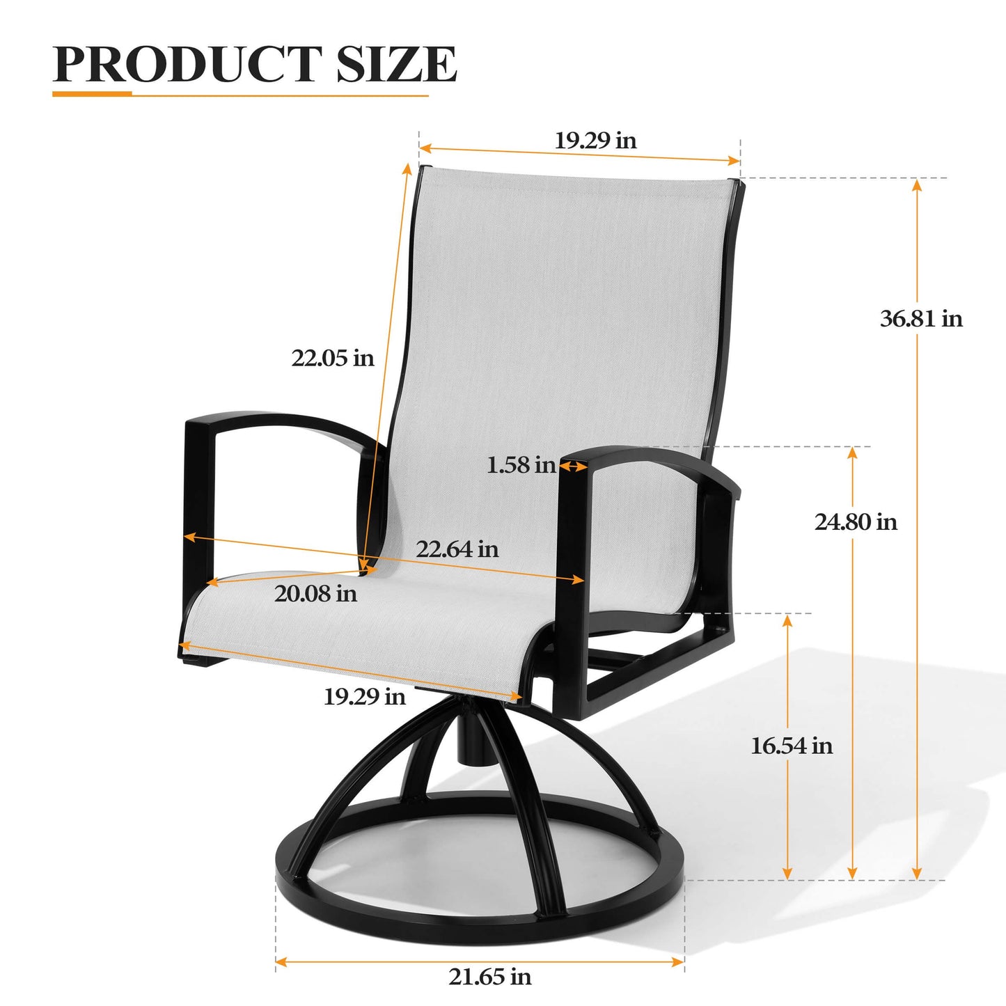 Aluminum Swivel Rocking Dining Chair Set of 2 with Sunbrella