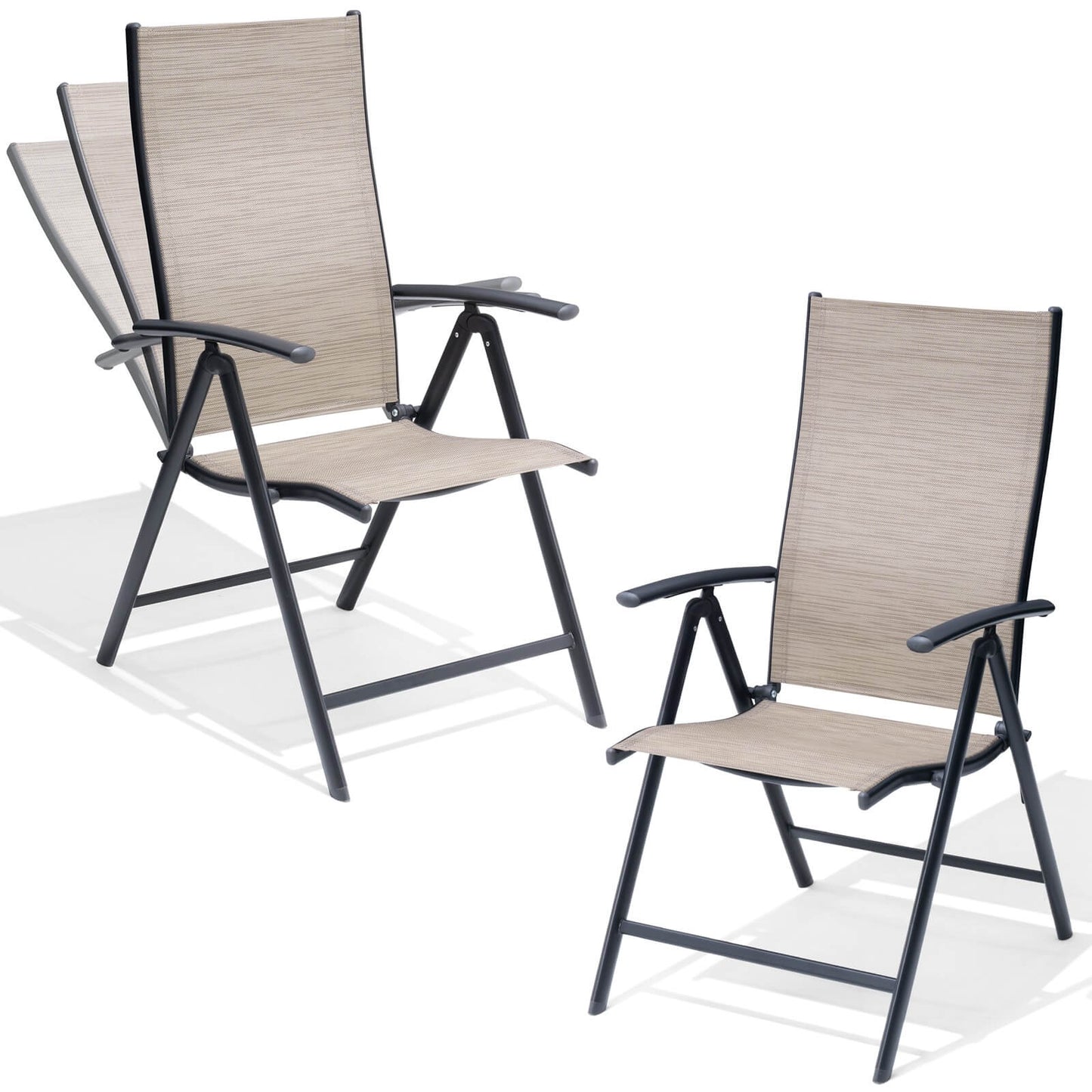 Metal Folding & Adjustable Outdoor Dining Chair Set of 2