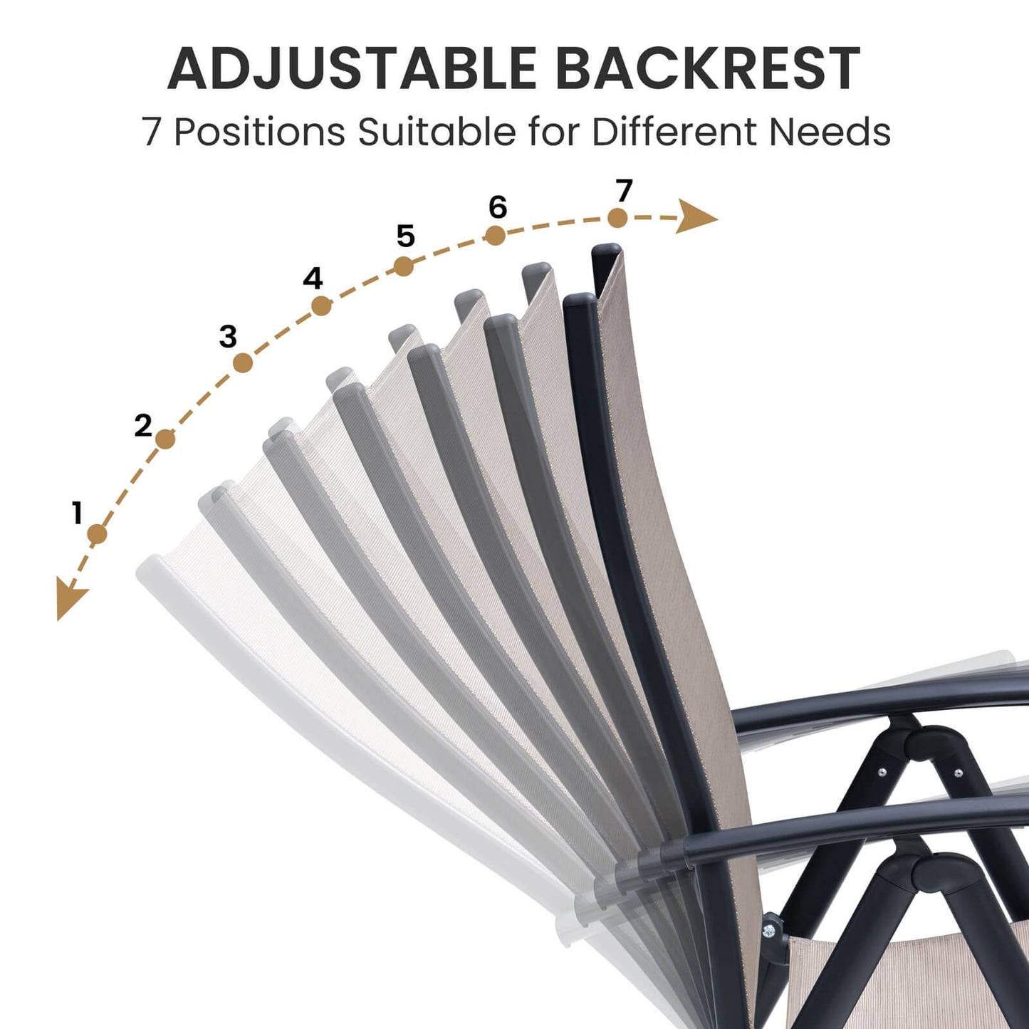 Metal Folding & Adjustable Outdoor Dining Chair Set of 2