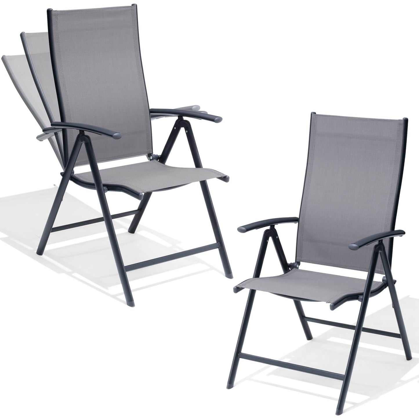 Metal Folding & Adjustable Outdoor Dining Chair Set of 2