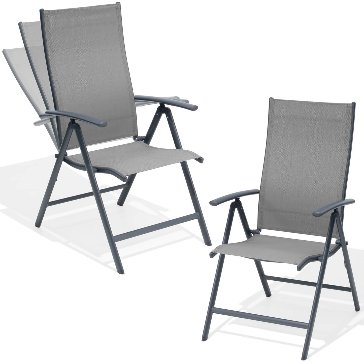 Metal Folding & Adjustable Outdoor Dining Chair Set of 2