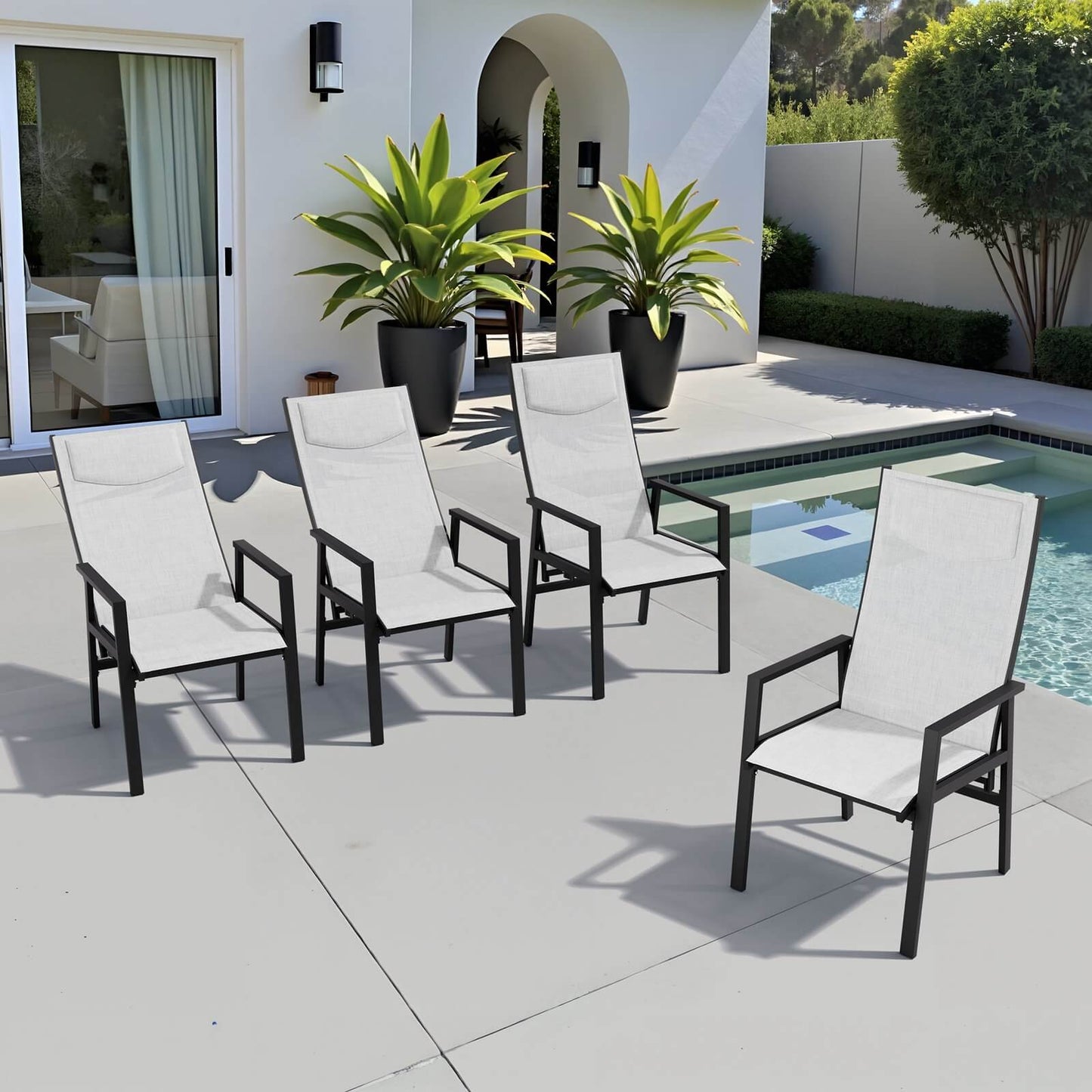 Aluminum Adjustable High Back Outdoor Dining Chair Set of 2