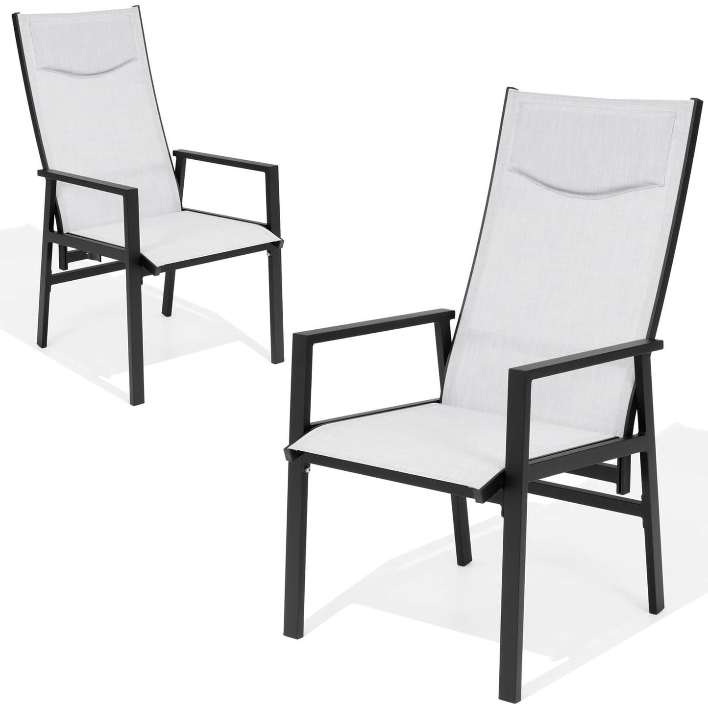 Aluminum Adjustable High Back Outdoor Dining Chair Set of 2