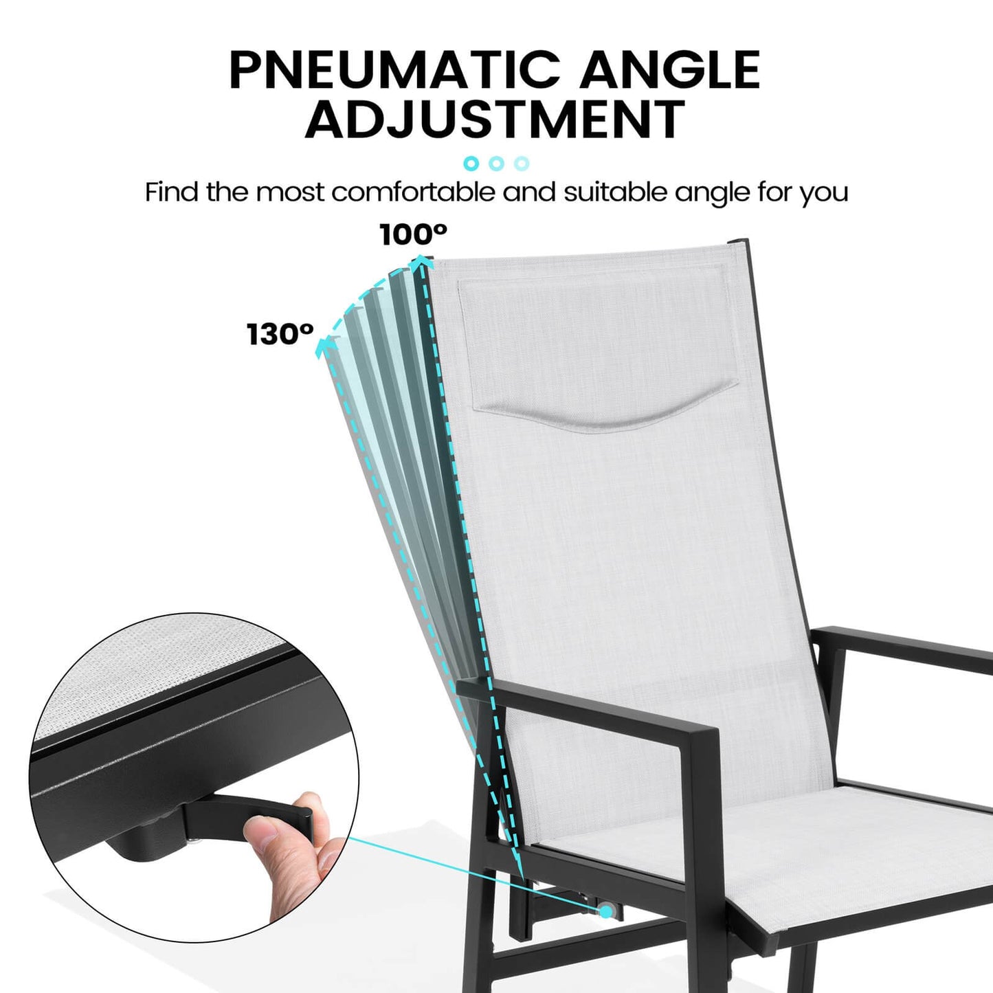 Aluminum Adjustable High Back Outdoor Dining Chair Set of 2