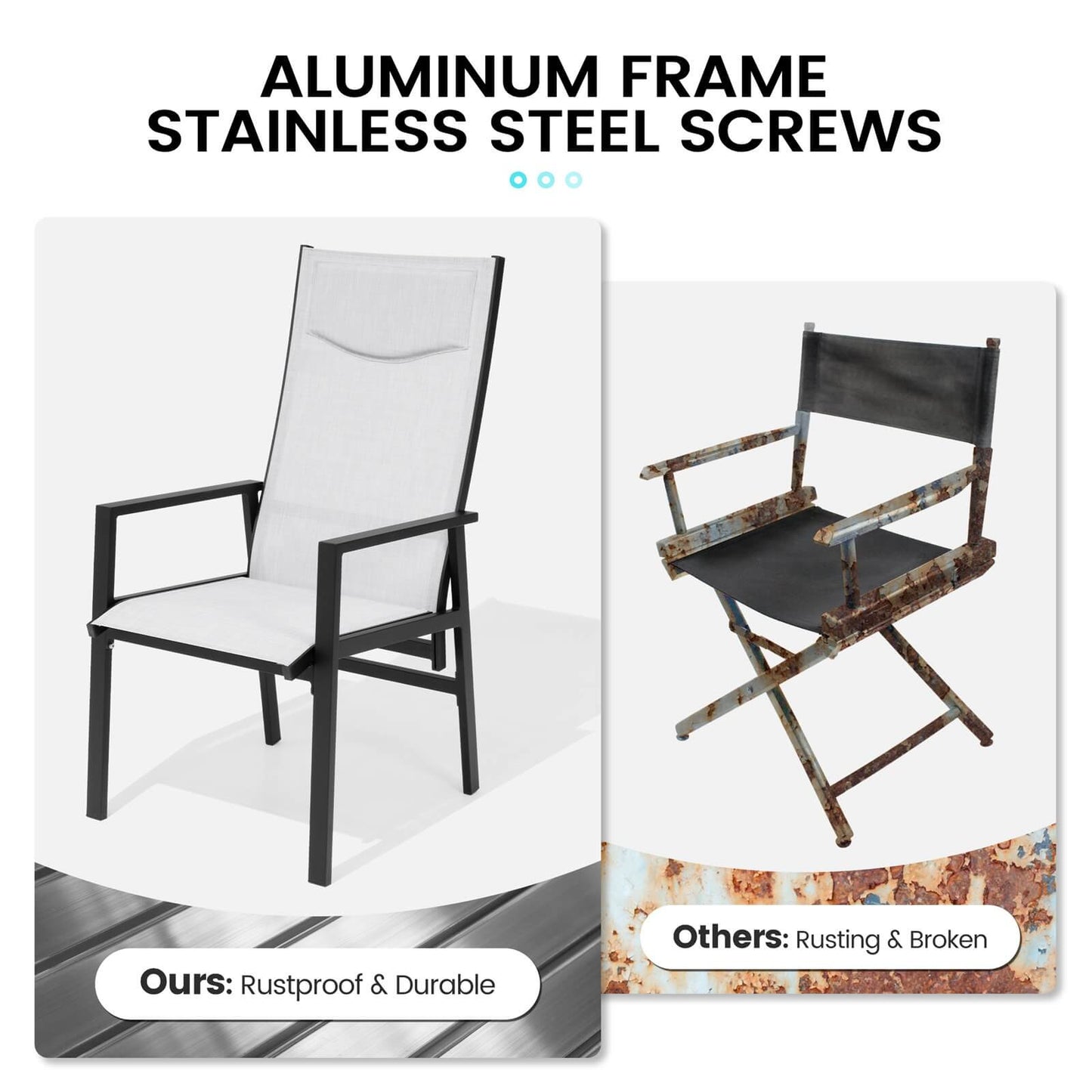 Aluminum Adjustable High Back Outdoor Dining Chair Set of 2