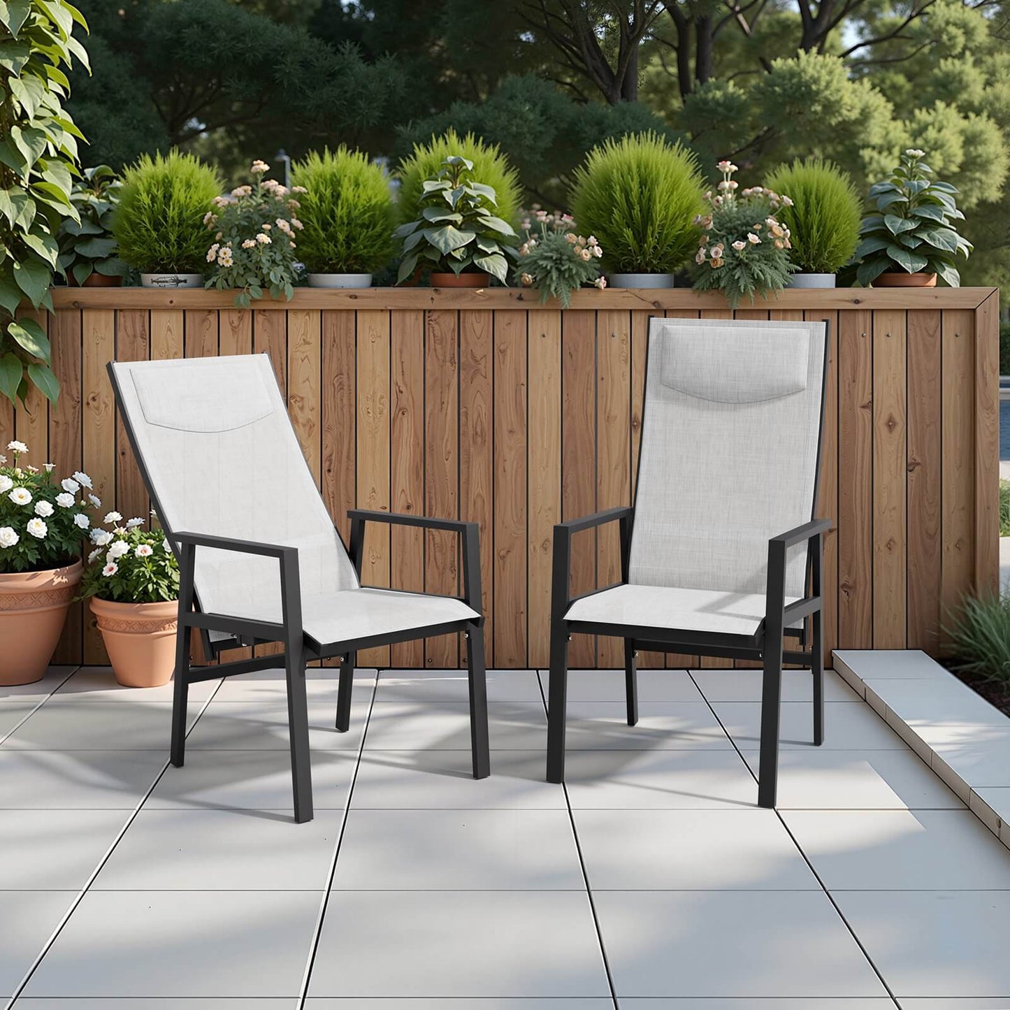 Aluminum Adjustable High Back Outdoor Dining Chair Set of 2
