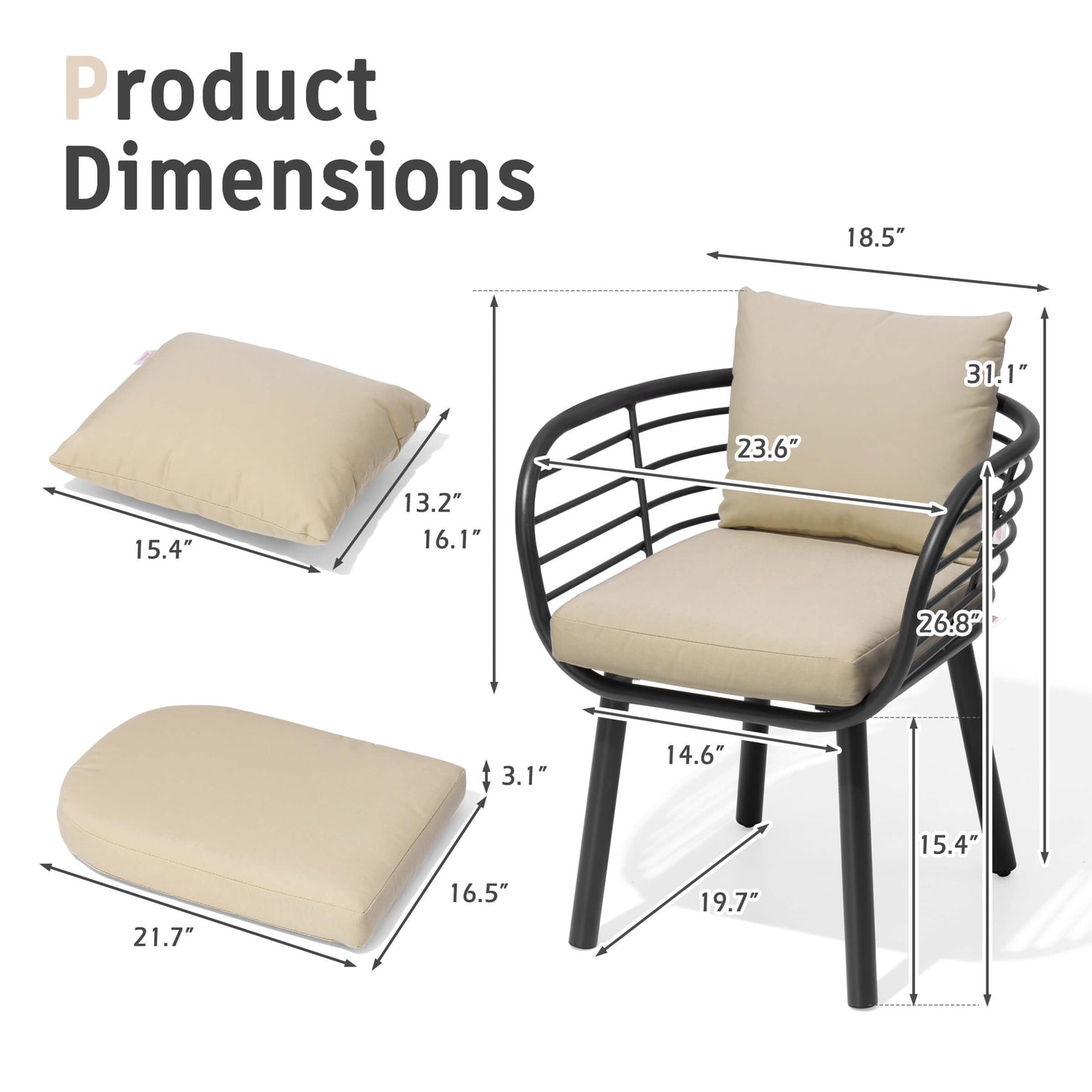 Aluminum Outdoor Dining Chair with Sunbrella Cushions