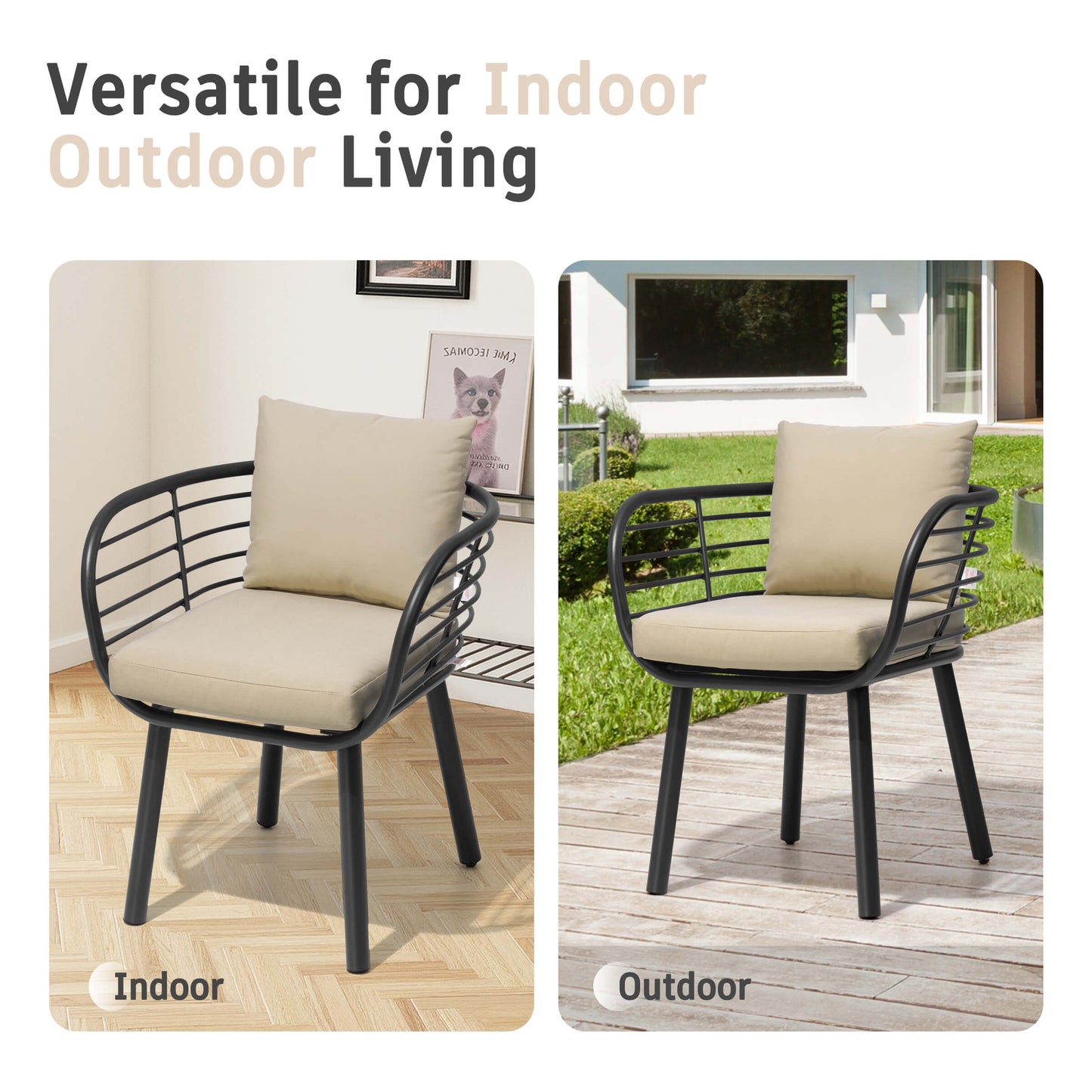 Aluminum Outdoor Dining Chair with Sunbrella Cushions