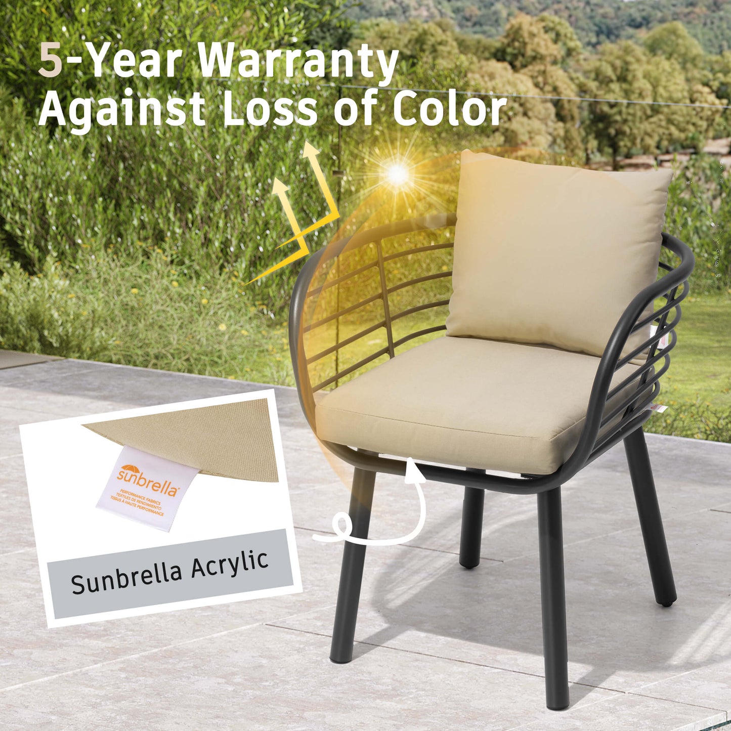 Aluminum Outdoor Dining Chair with Sunbrella Cushions