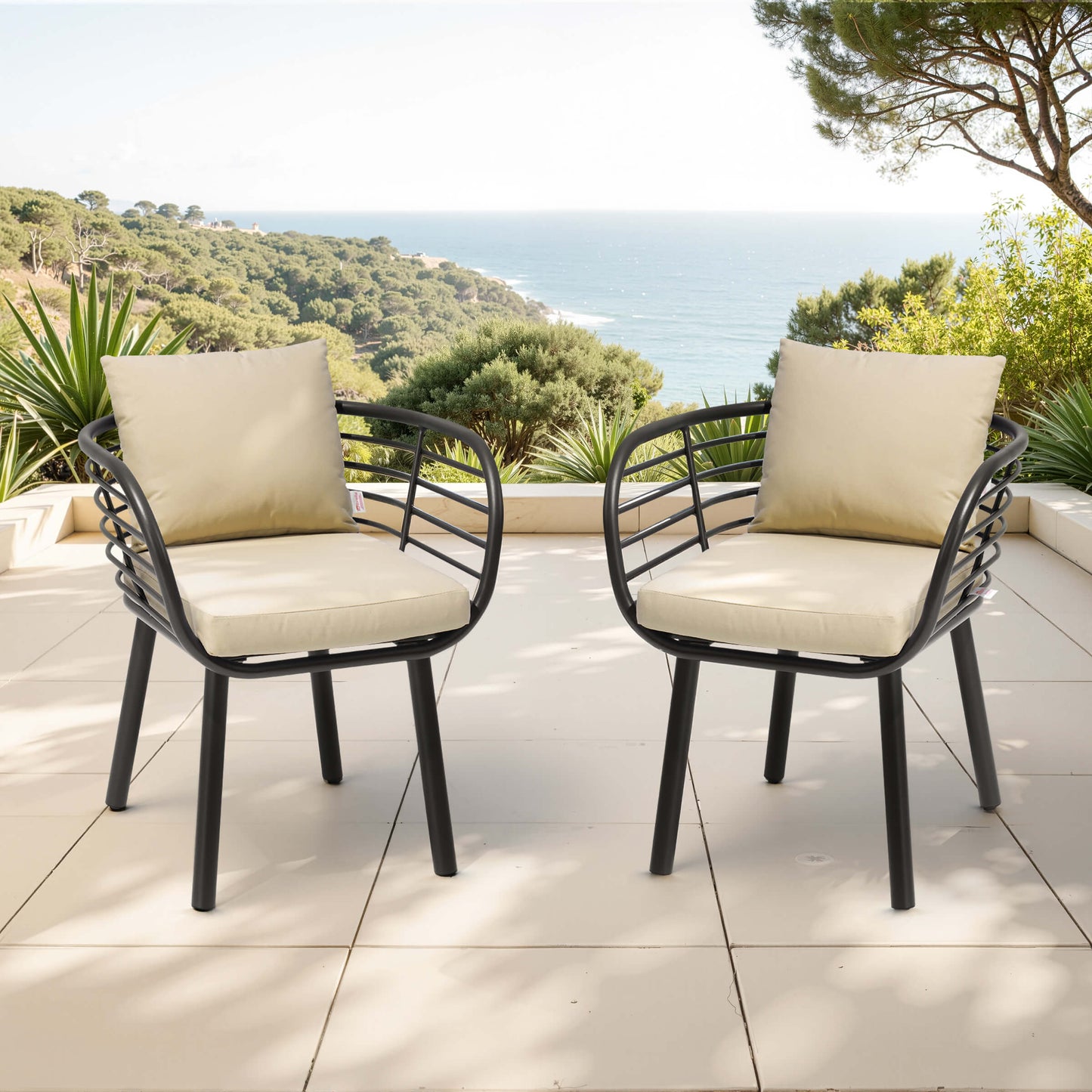 Aluminum Outdoor Dining Chair with Sunbrella Cushions