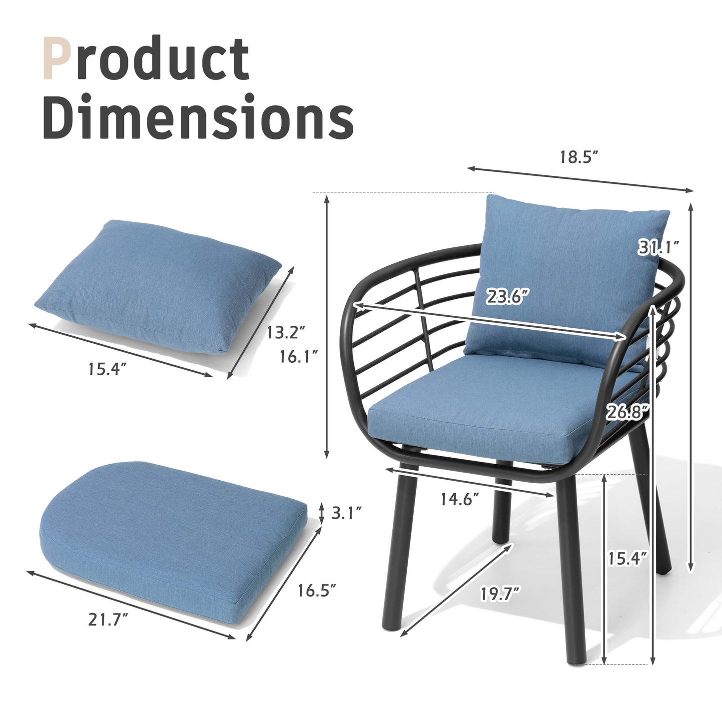 Aluminum Outdoor Dining Chair with Sunbrella Cushions