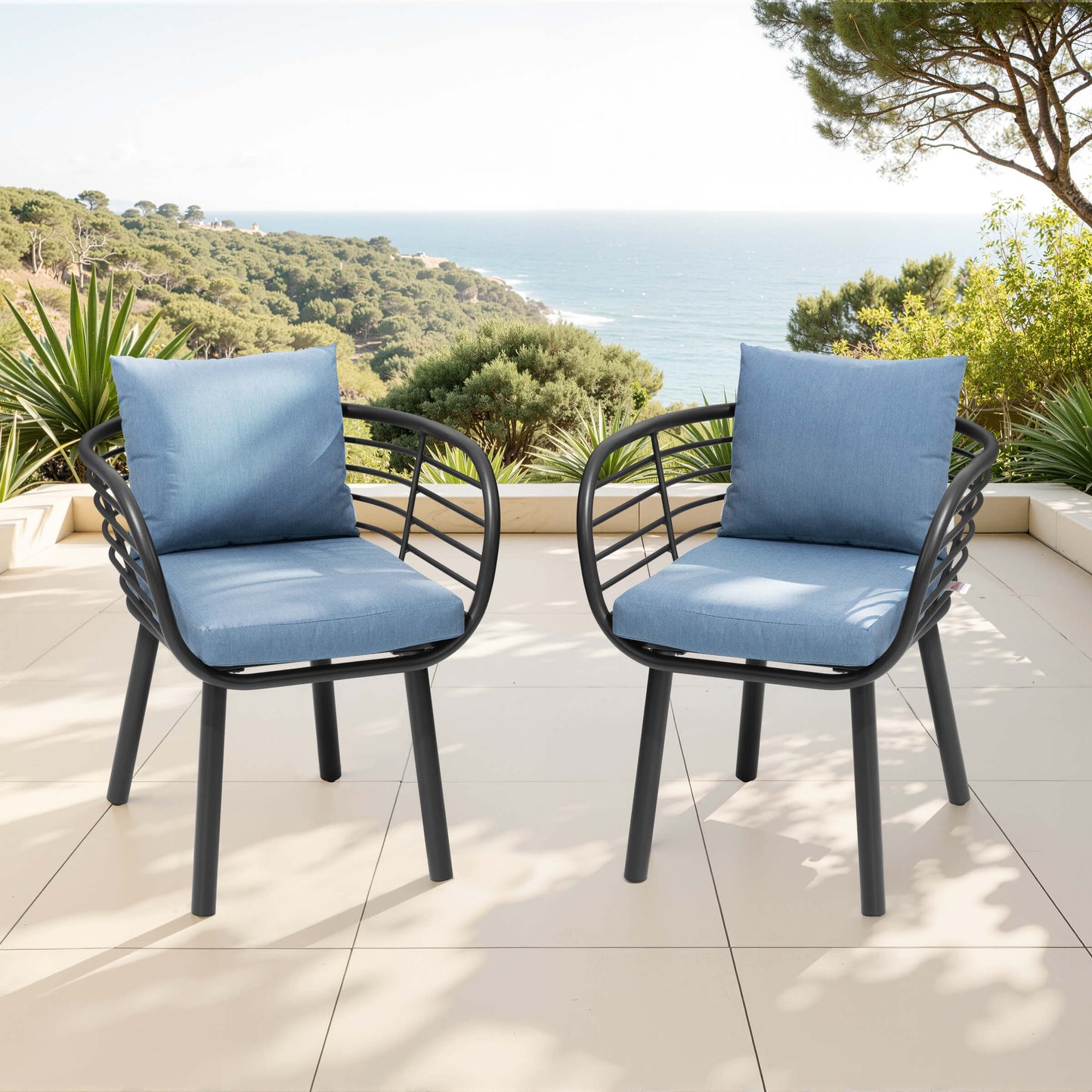 Aluminum Outdoor Dining Chair with Sunbrella Cushions
