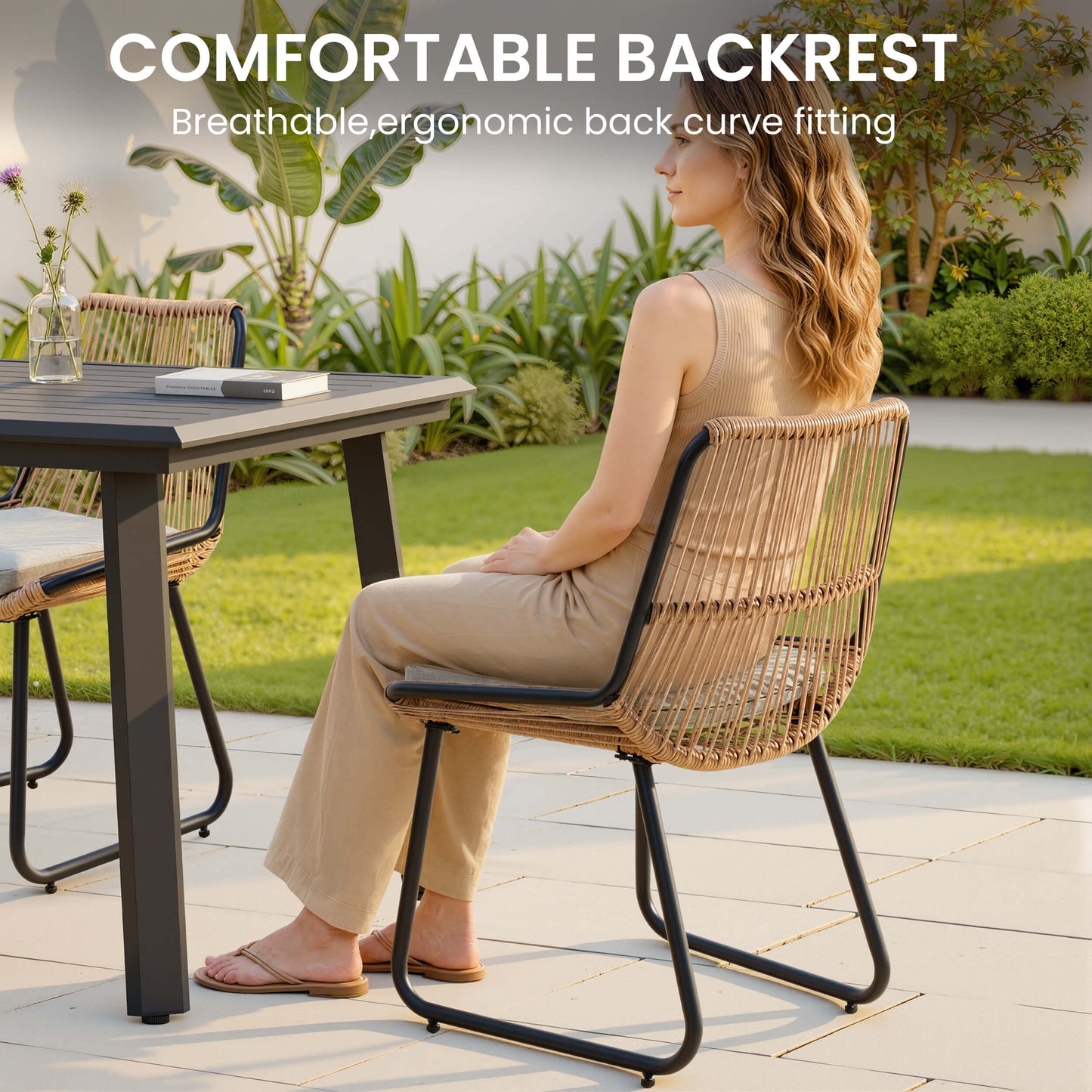 PE Rattan Outdoor Chair Set with Cushions