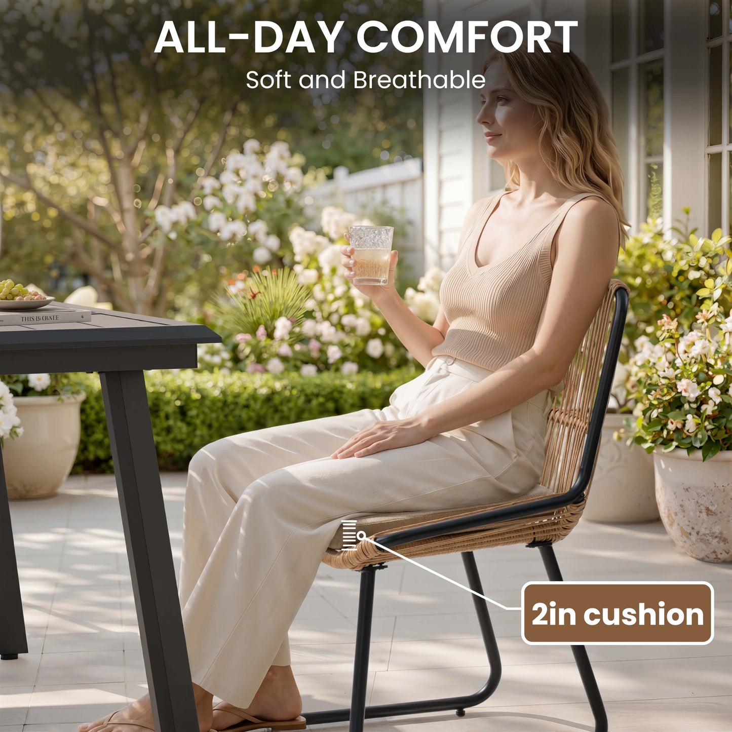 PE Rattan Outdoor Chair Set with Cushions