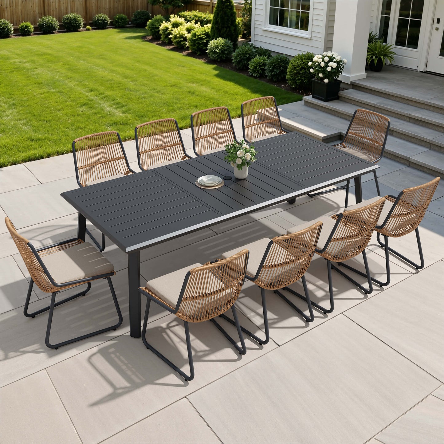 PE Rattan Outdoor Chair Set with Cushions