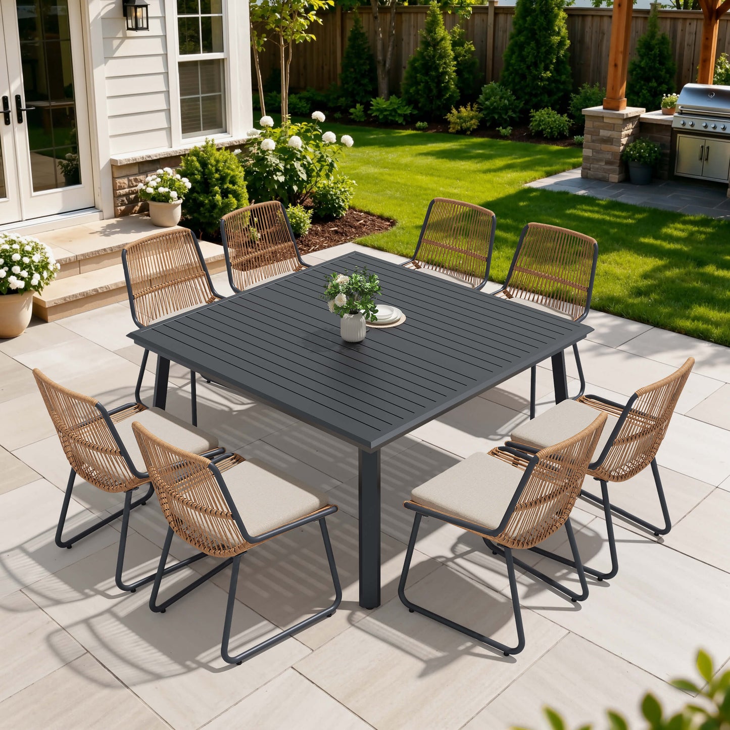 PE Rattan Outdoor Chair Set with Cushions