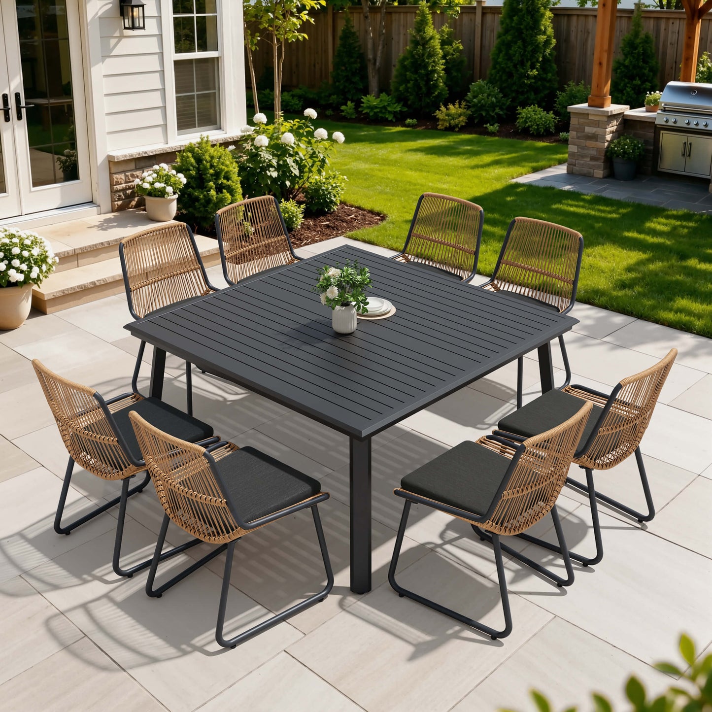 PE Rattan Outdoor Chair Set with Cushions